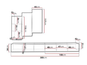 MIRJAN24 Wohnwand Calabrini XX, (5er-Set, 2x TV-Lowboard, 3x Hängeschrank), ohne Griffe