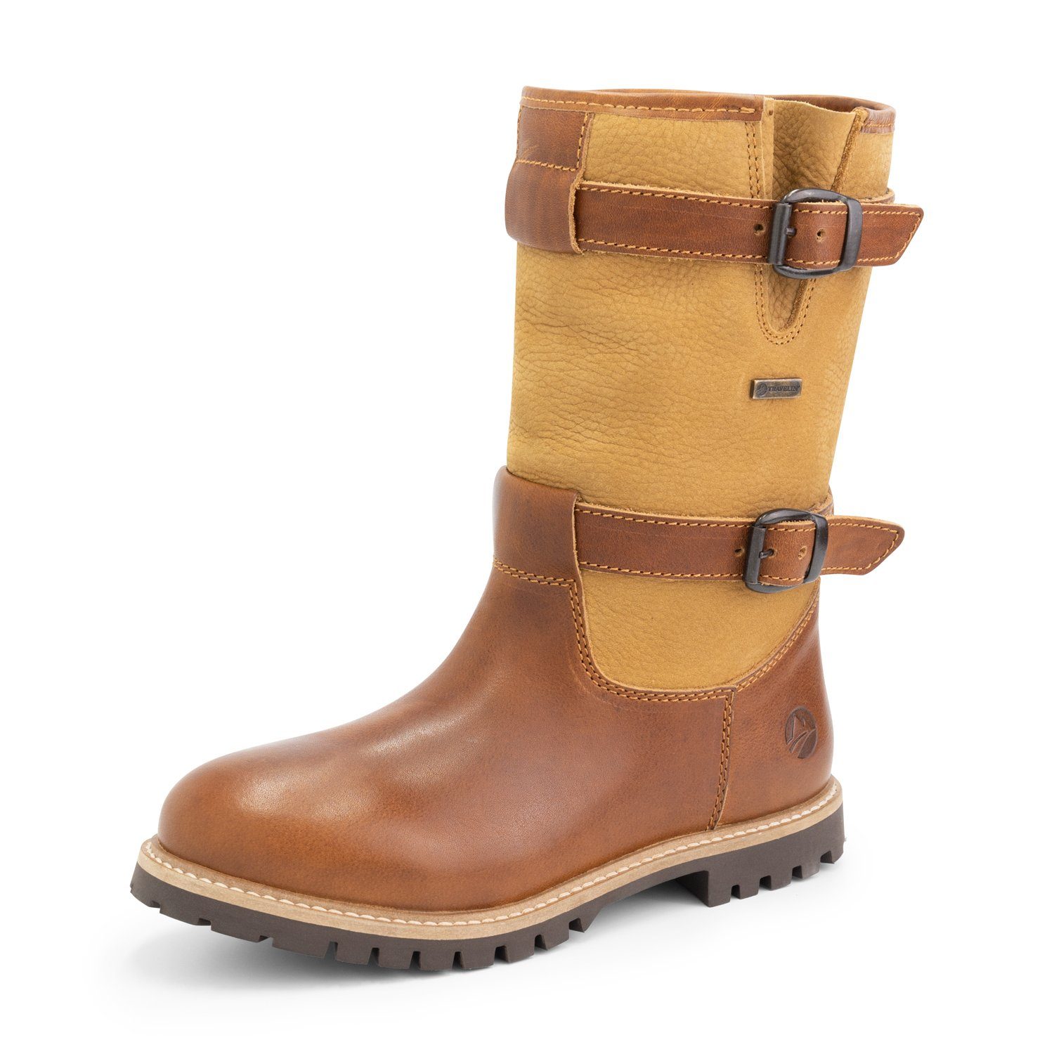 Travelin' Sweden Lady Outdoorschuh (Pull-on) mit Wolle gefüttert und wasserdicht Cognac