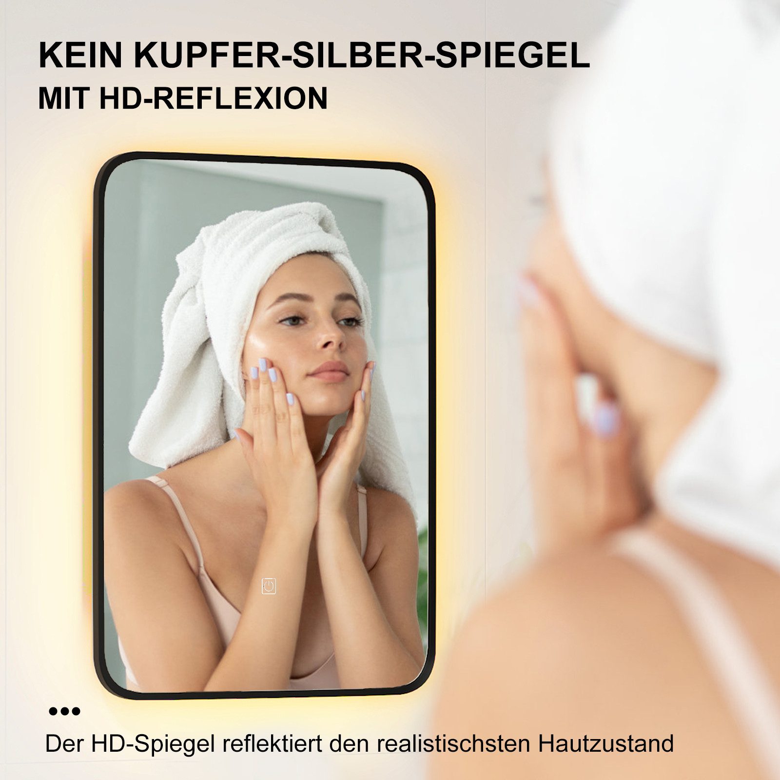 radelldar Badezimmerspiegelschrank Spiegelschrank Bad mit Beleuchtung rechteckig, Wandschrank hängend (1-St) Badschrank schwarz eingelassen mit 3 Ablage – Bild 5 von 5