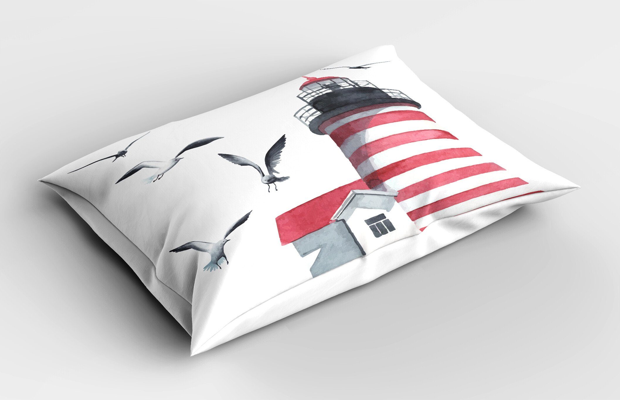 (1 Seagulls Standard Kissenbezüge Gedruckter Leuchtturm Dekorativer King Meer Kissenbezug, Stück), Abakuhaus Size Strand