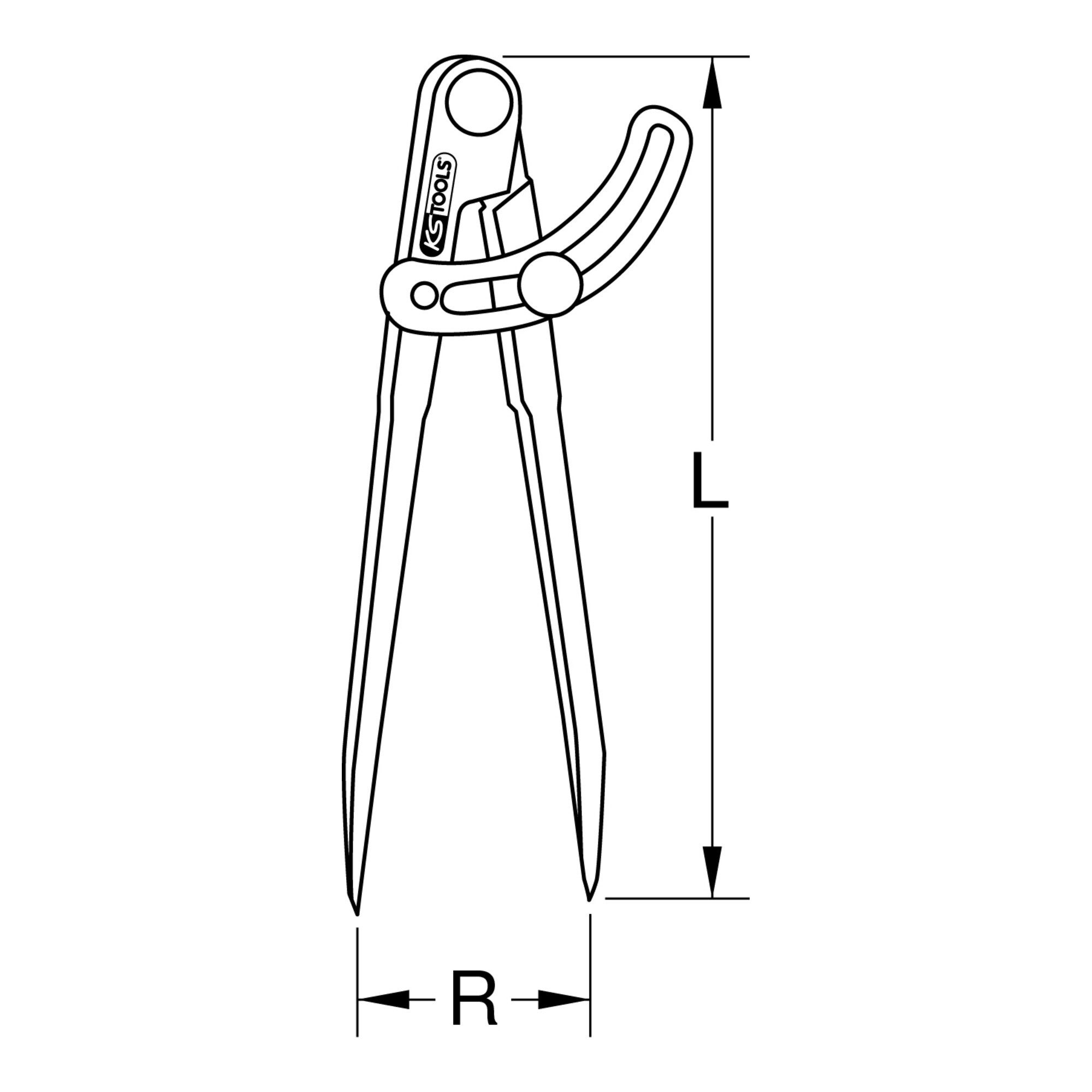 KS Tools Reißnadel KS Tools Spitzzirkel mit Stellbogen, 300mm