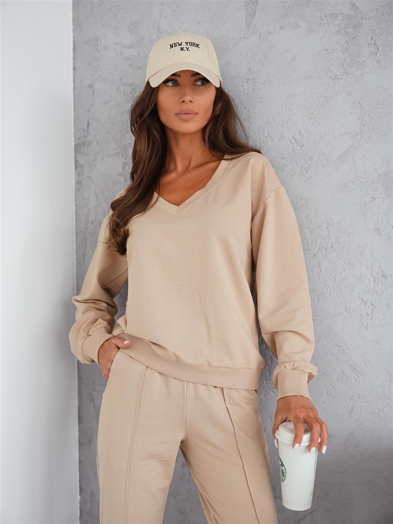 EloModa Jogginganzug Damen Jogginganzug Freizeitanzug mit Sweatshirt Baumwo günstig online kaufen