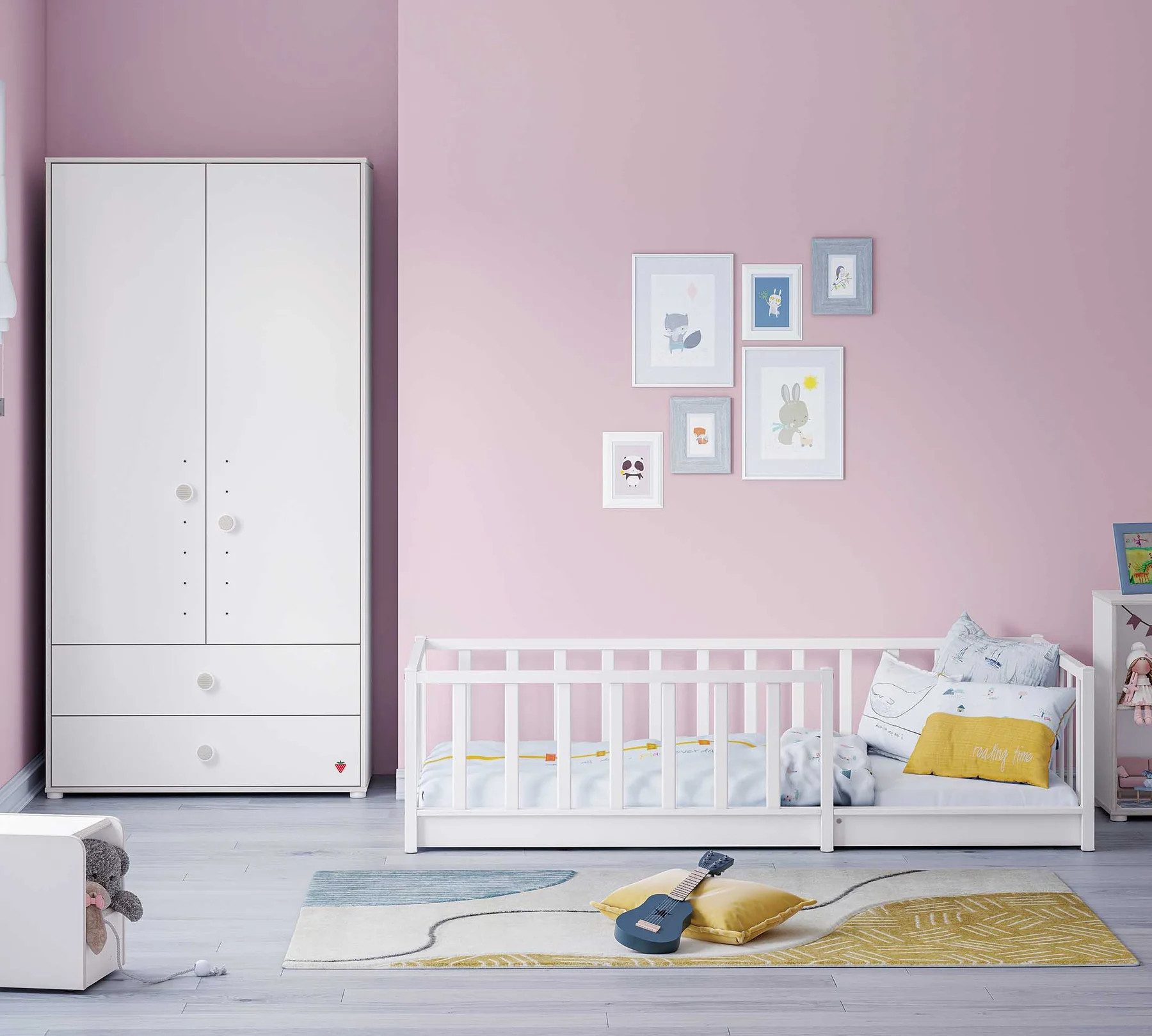 Möbel-Zeit Kinderbett MONTE Bodenbett – 90x190 cm – Sicherer Schlafplatz für Kleinkinder