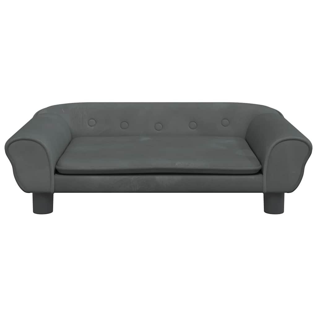 furnicato Hundebett Dunkelgrau 70 x 48 x 22 cm mit Massivholz Rahmen, Samt, Weiches Hundesofa mit Schaumstoffpolsterung für kleine Haustiere – Bild 3 von 5