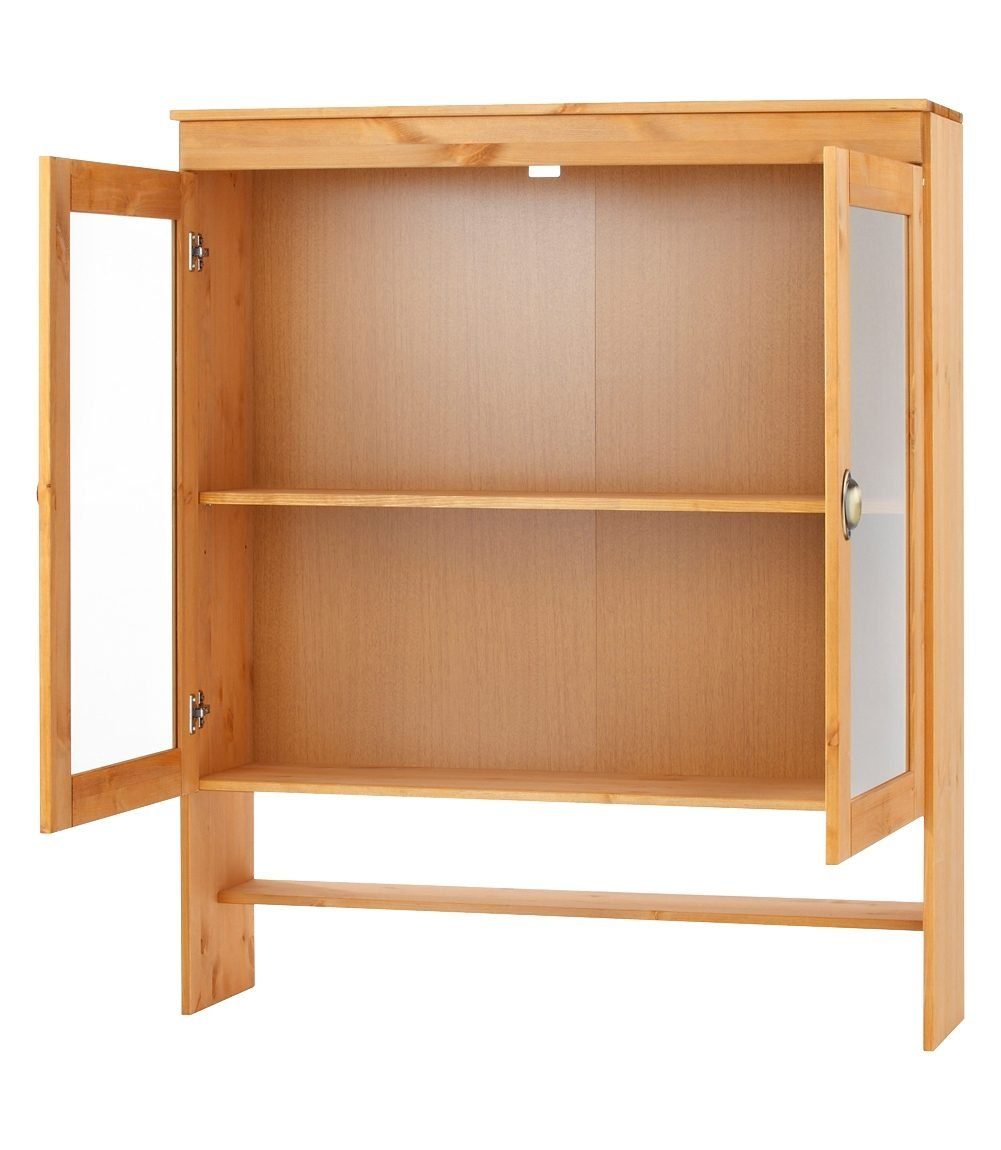 Home affaire Vitrinenaufsatz Oslo, 100 cm breit, mit 2 Glastüren, aus massiver Kiefer, Metallgriffe