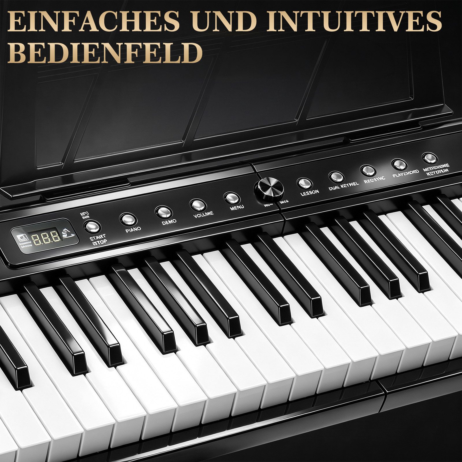 LALAHO Digitalpiano 88 Tasten E Piano halbgewichtete Tastatur Bluetooth, mit Aufnahmefunktion, Metronom & Stereolautsprechern – Bild 5 von 5