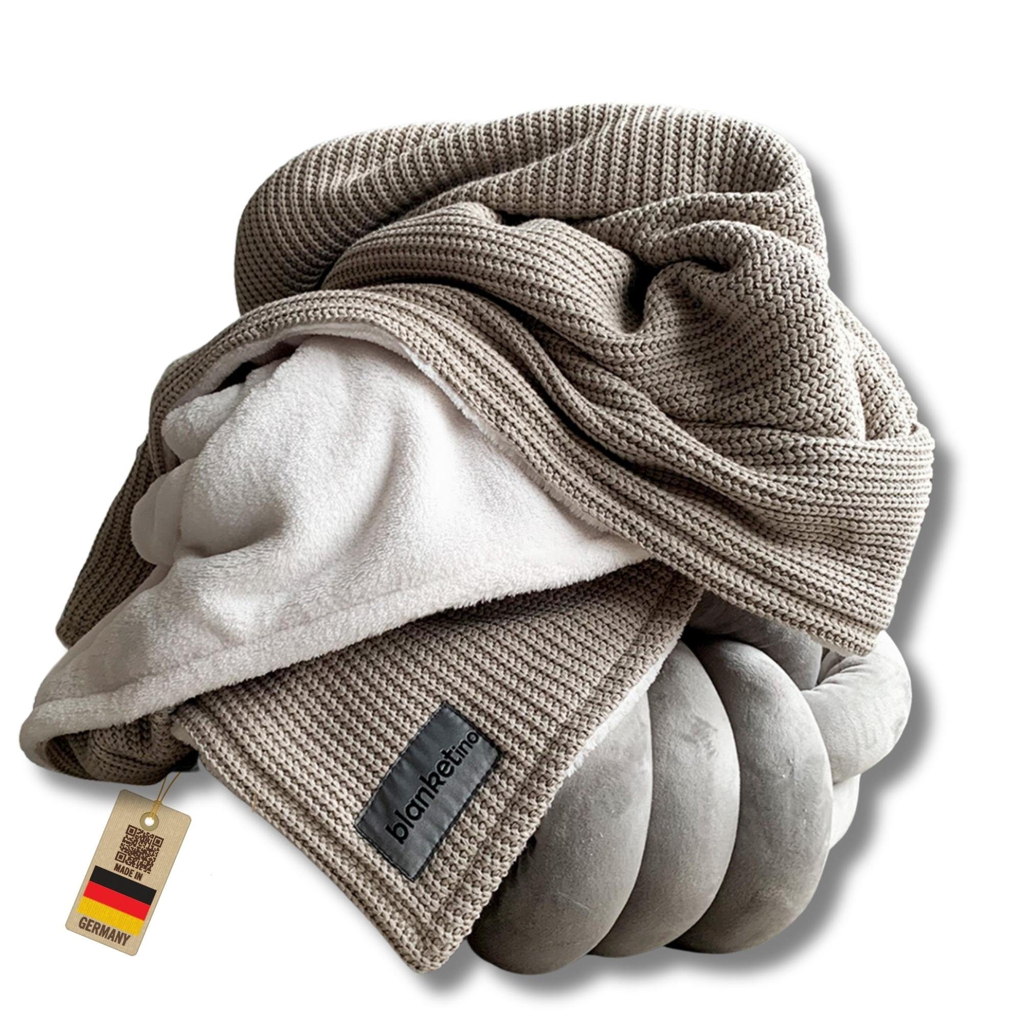 Wohndecke flauschige Kuscheldecke, wärmende Couchdecke im Strick Design, bl günstig online kaufen