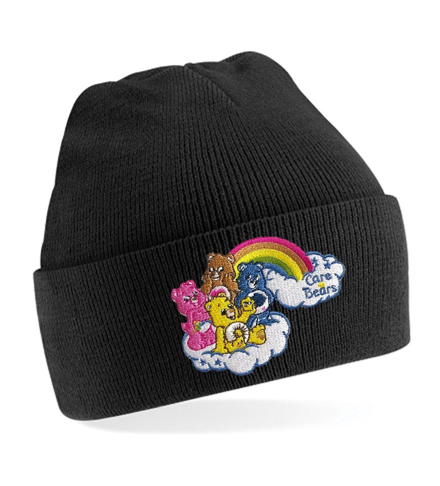 Blondie & Brownie Beanie Unisex Erwachsenen Mütze Glücksbärchis Care Bears Patch Stick Schwarz