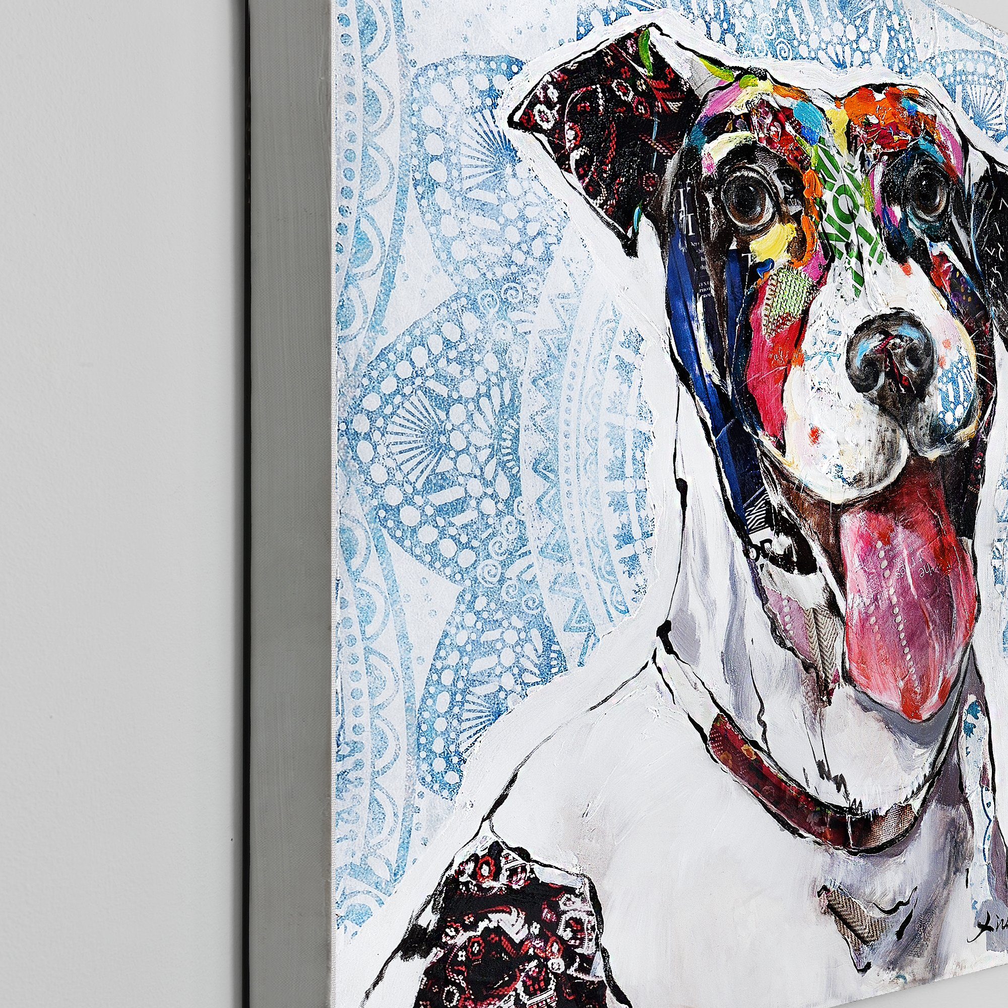 art.work Leinwandbild, Hund, Hund Motiv cm Keilrahmen mit 80x80 Handgemalt