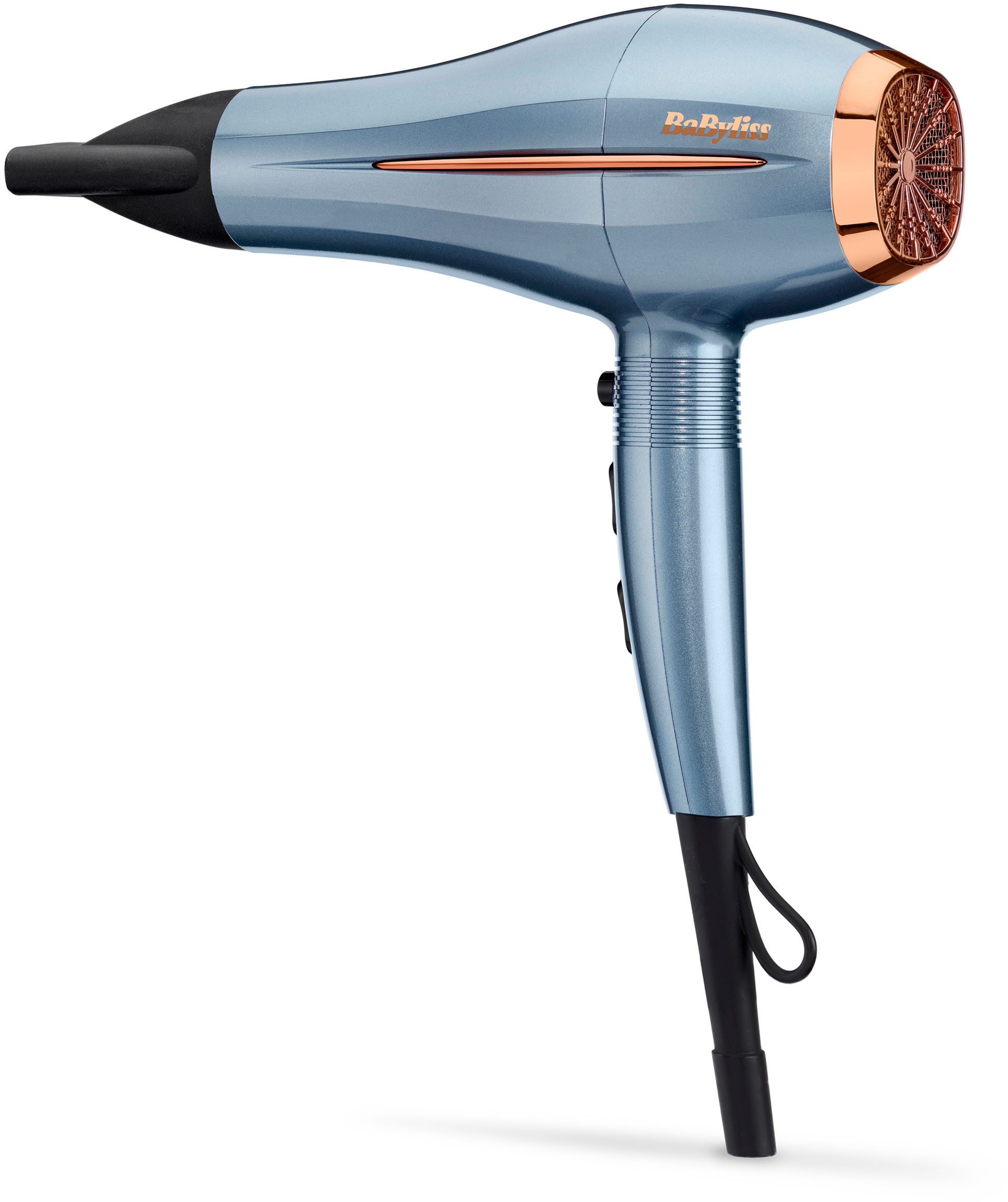 BaByliss Haartrockner BaByliss Denim Luxe Haartrockner mit Ionen-Technologie, D251PE, 2200 W, Föhn mit Aufsatz, HTDC-Motor, 2200W, Keramik-Technologie blau