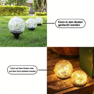 Bifurcation Außen-Stehlampe 1 Packung 4,75 Zoll gesprungene Glaskugel-Garten-Solarleuchte, Wasserdichte warmweiße LED für die Außendekoration