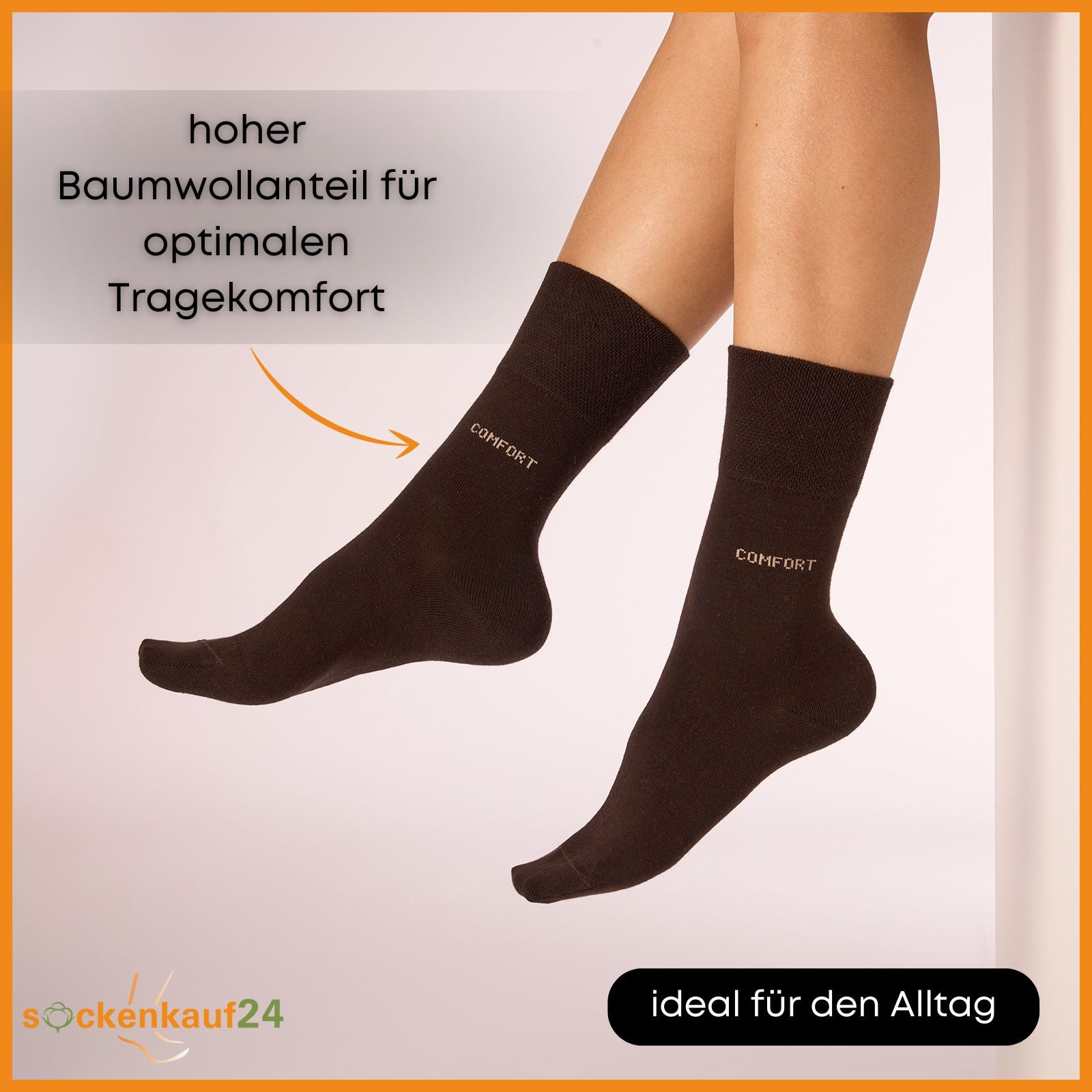 sockenkauf24 Gesundheitssocken Comfort Socken ohne Gummibund & ohne Naht mit Komfortbund (10-Paar) Diabetiker Socken ohne Gummi aus Baumwolle für Damen und Herren
