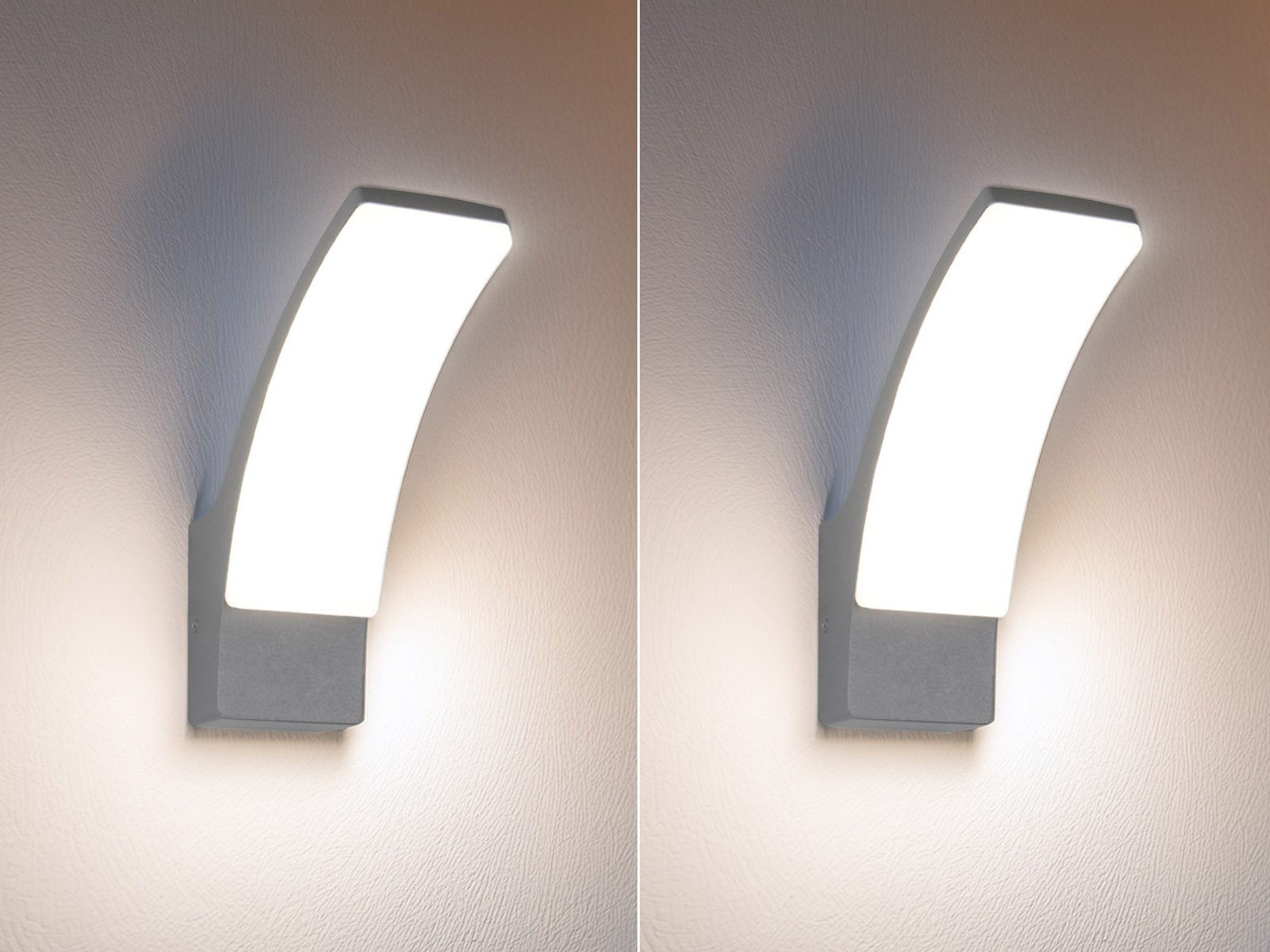 Reality Leuchten LED Außen-Wandleuchte, LED fest integriert, neutralweiß, 2er Set Fassadenbeleuchtung aus Aluminium in Anthrazit, Höhe 22,5cm