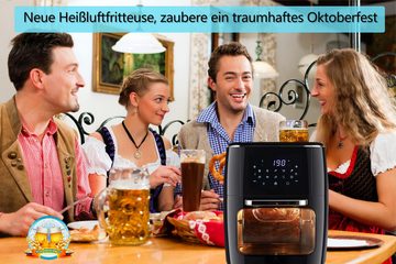 HT Heißluftfritteuse Heißluftfritteuse mit aktualisierter Rapid Air Technologie, 1700,00 W, 55% Energieeinsparung, 12 in 1 Heissluftfritteuse, 30 Rezeptbuch