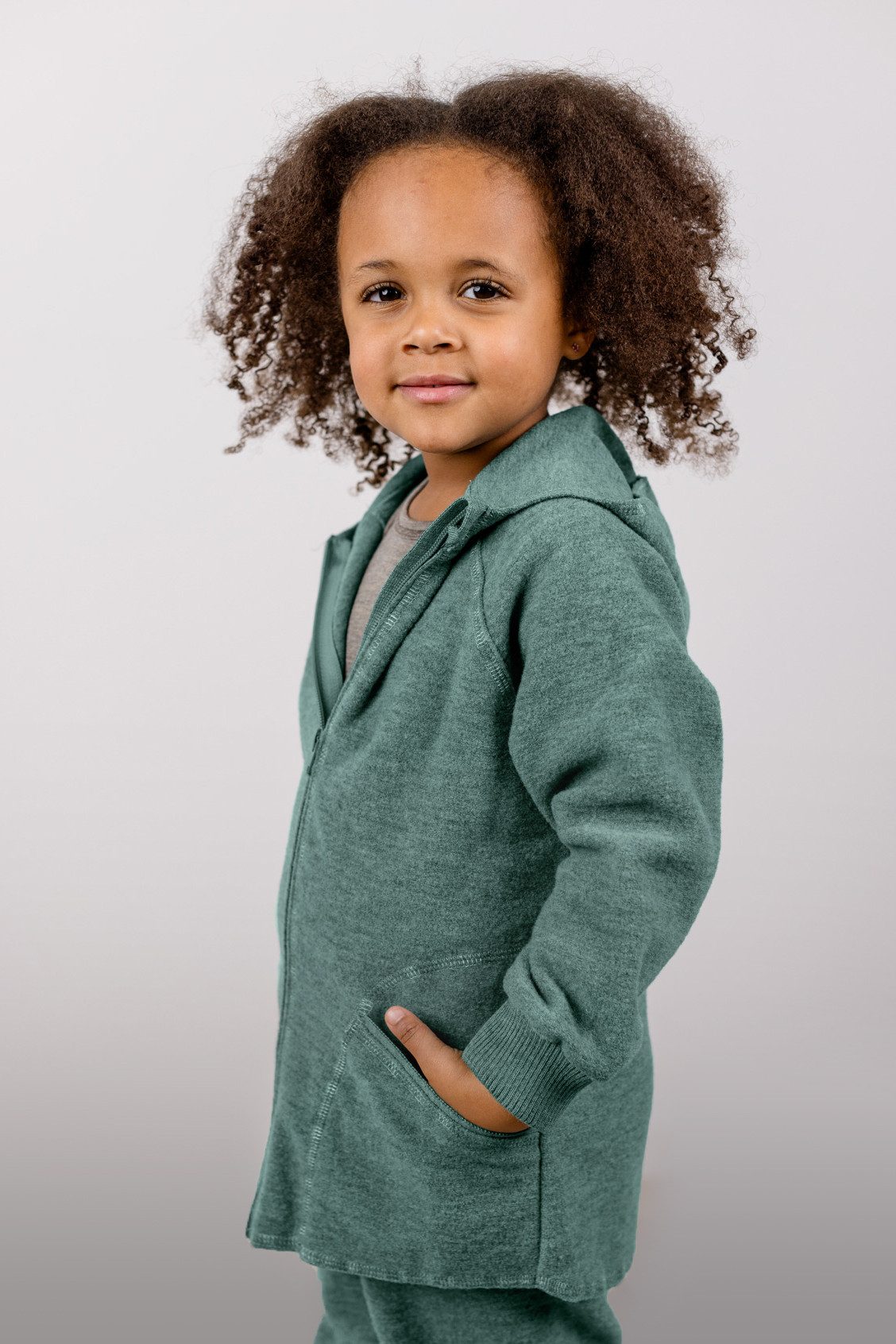 Engel Naturkleidung Wolljacke Baby-Kapuzenjacke, Walk mit Kapuze