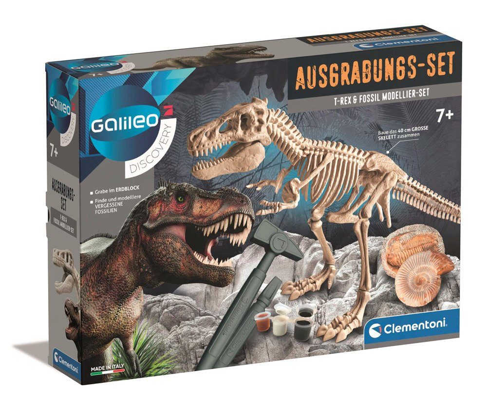 Clementoni® Experimentierkasten Ausgrabungs-Set T-Rex & Fossil Modellier-Set