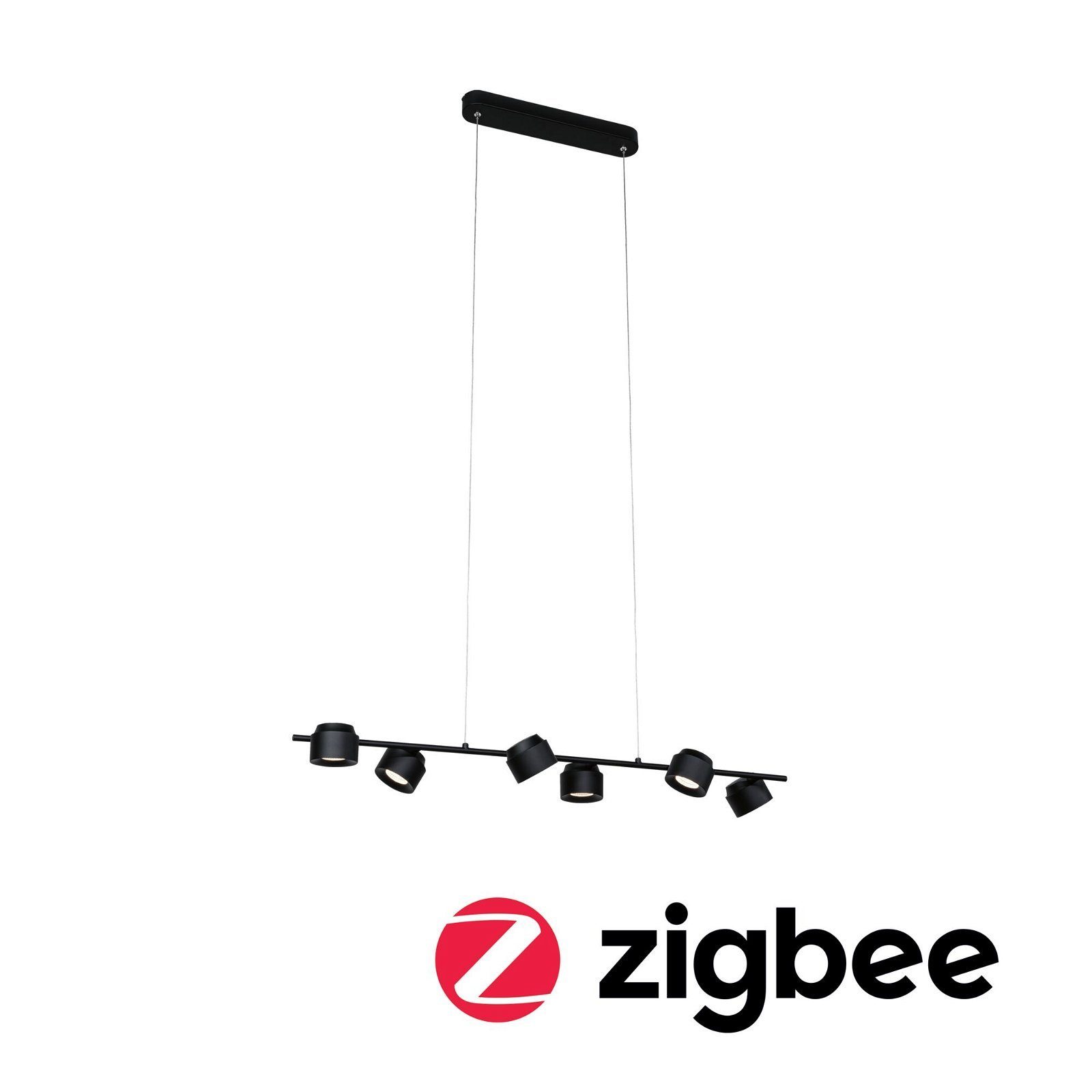 Kunststoff/Metall, 230V Zigbee LED Warmweiß Paulmann Pane Pendelleuchte Smart fest Home LED Schwarz/Grau integriert, 6x6W Puric