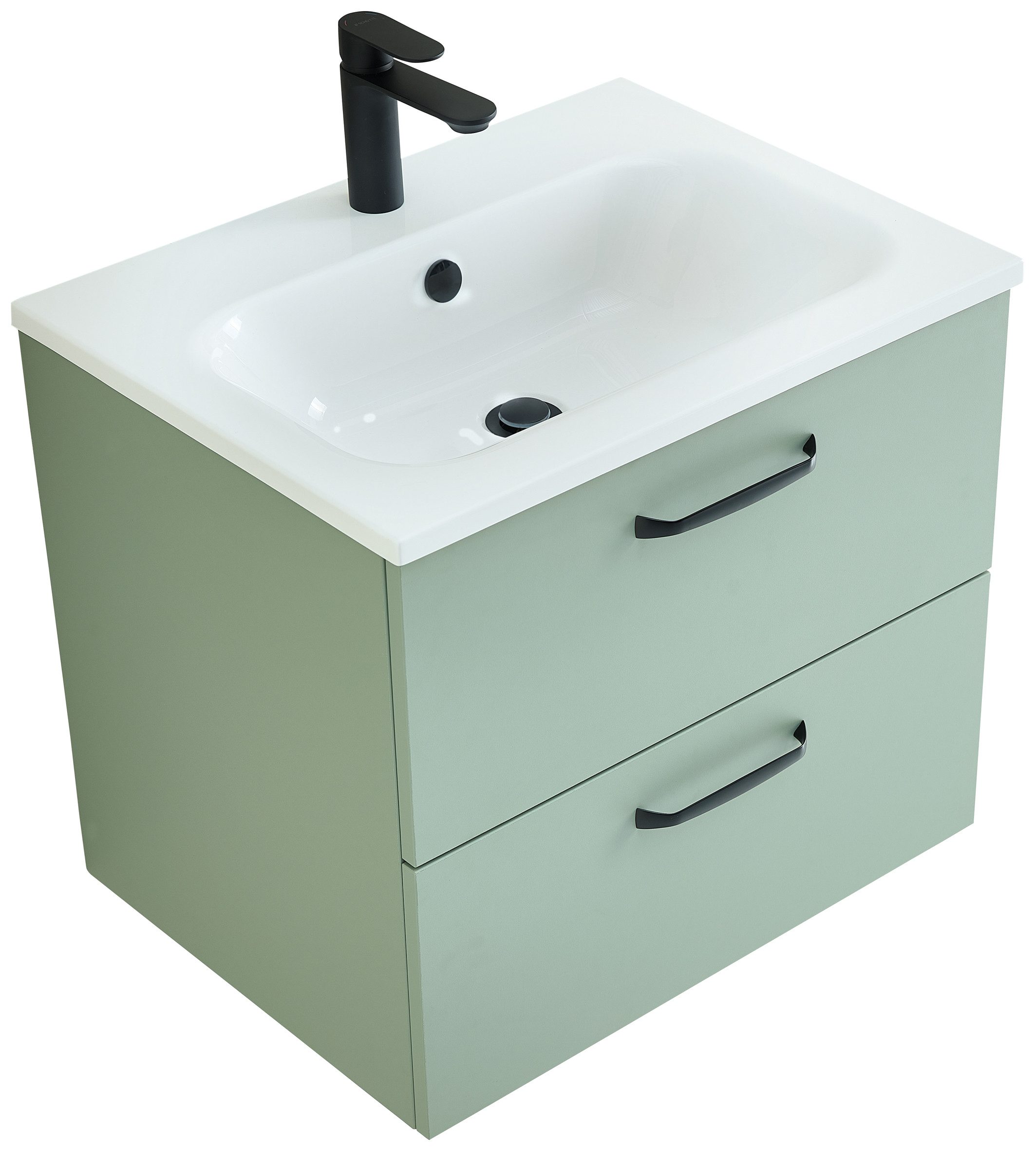 Saphir Badmöbel-Set Quickset 500, Waschtischunterschrank mit Mineralmarmorwaschtisch, (2-St), Waschplatz mit Mineralmarmorbecken, Klappe und Schublade