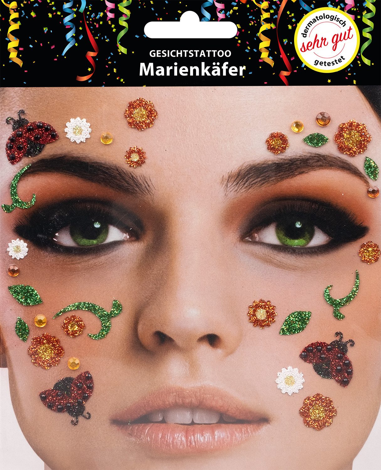 Bock-op-Kölle Schmuck-Tattoo Bock op Kölle Gesichtstattoo - Temporäres Glitter Face Tattoo