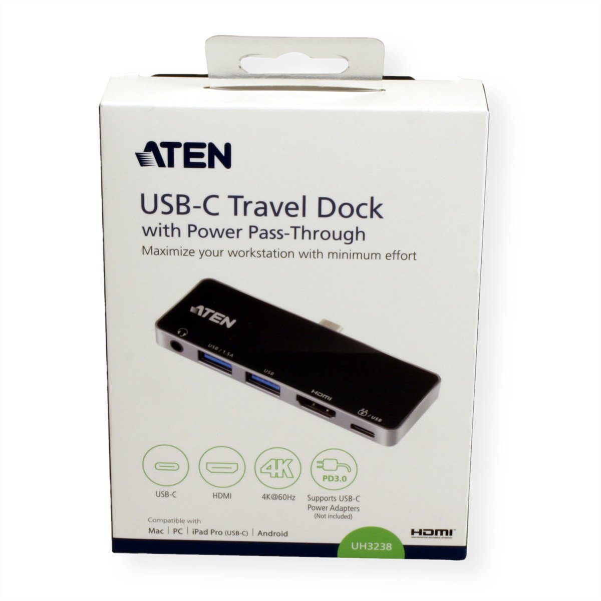 USB-C Power mit Typ Weiblich Weiblich (Buchse) HDMI USB Aten Dockingstation Passthrough Reise Computer-Adapter A (Buchse) Typ zu C UH3238 (USB-C)