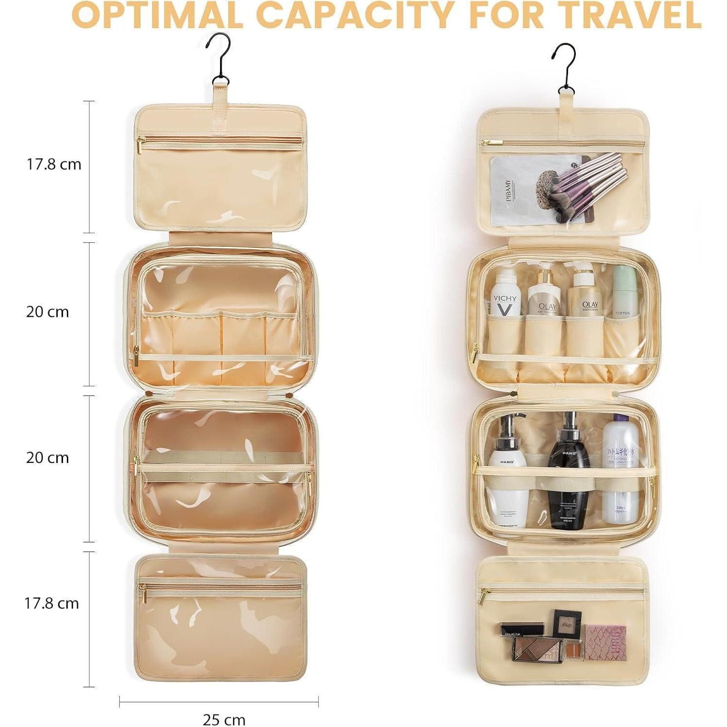 LuxusKollektion Kulturbeutel Kulturbeutel Damen Kosmetiktasche Beige L (28 günstig online kaufen