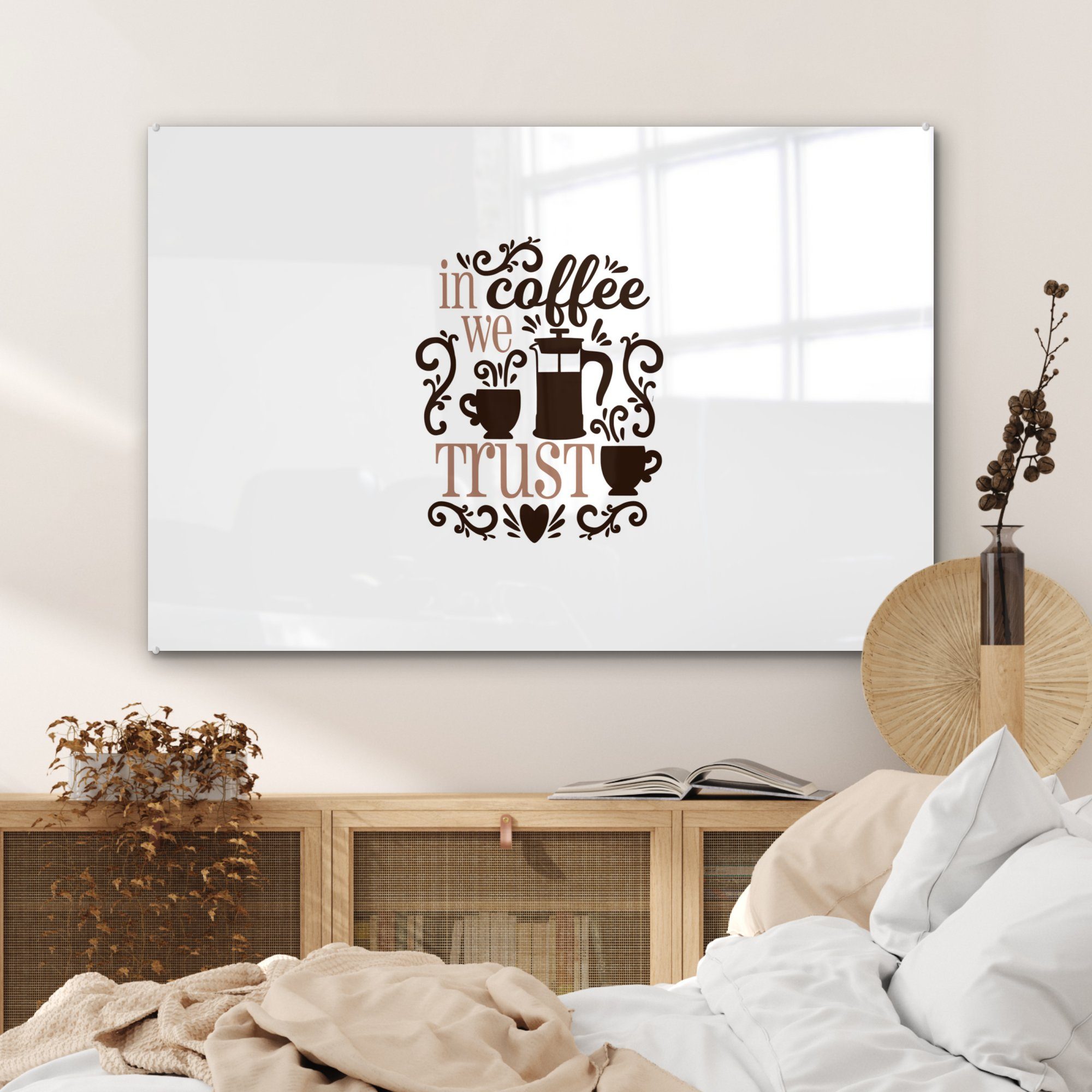 Wohnzimmer & Zitat - Acrylglasbild Schlafzimmer (1 MuchoWow Acrylglasbilder Kaffee Becher, - St),