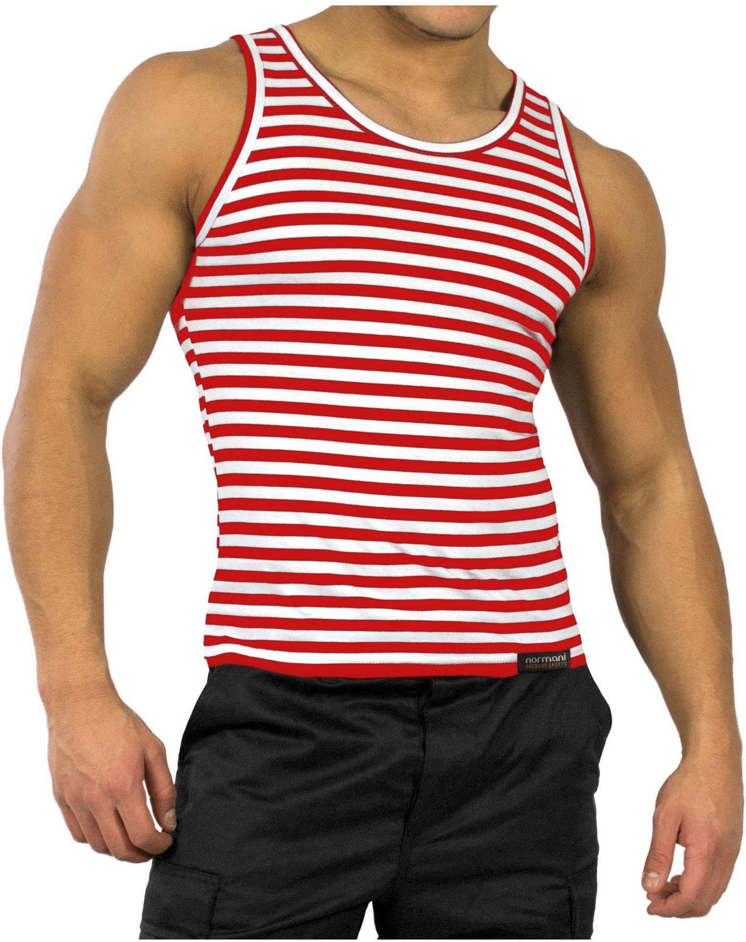 normani Tanktop Marine Tank-Top Wolgadelta Rundhals Sommer Shirt Unterhemd Ärmelloses Casual Classic T-Shirts Rot/Weiß