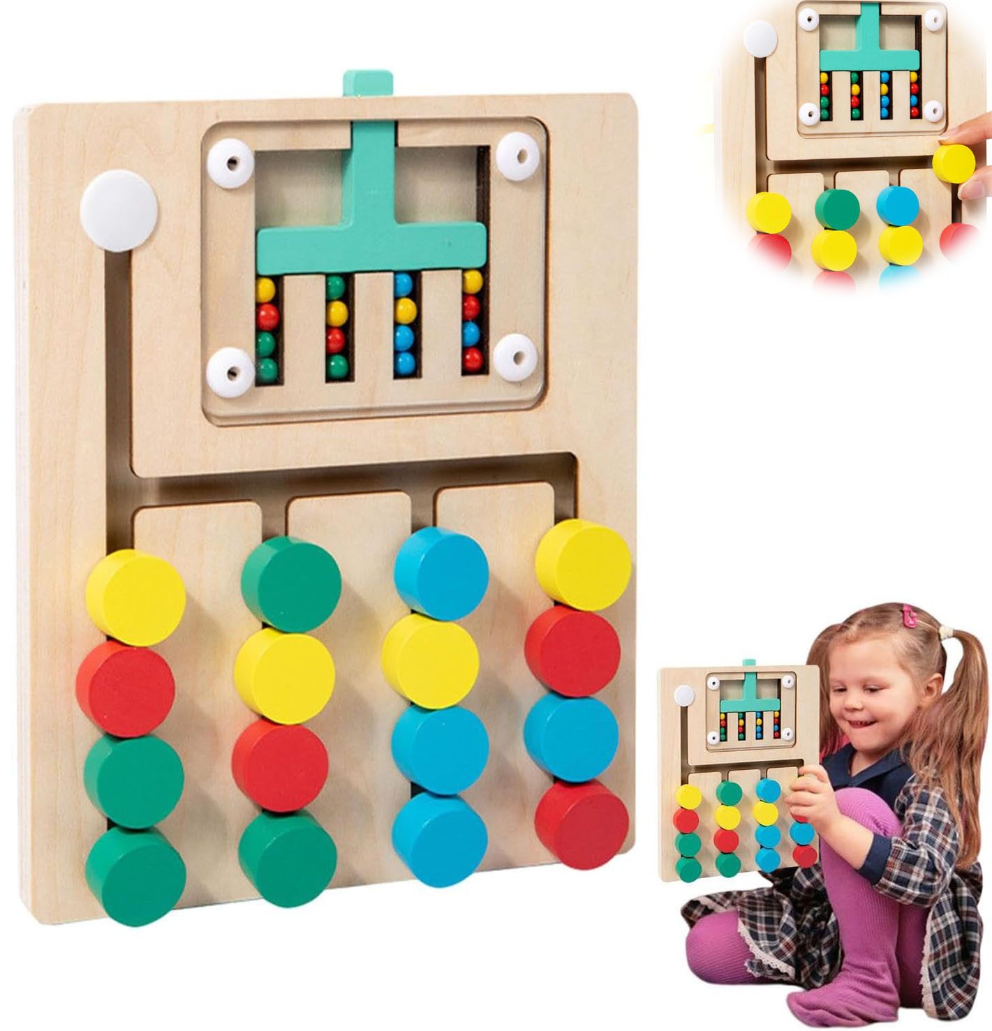 Lernspielzeug 4 Farbe Holz Labyrinth Schiebepuzzle