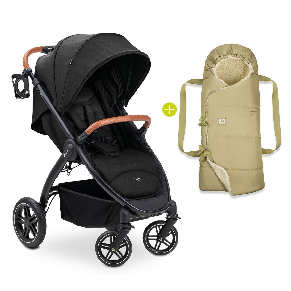 Hauck Sportbuggy UpTown Black - Melange Black, Sportwagen mit Liegefunktion & 3in1 Babynest Carry N Play bis 22 kg