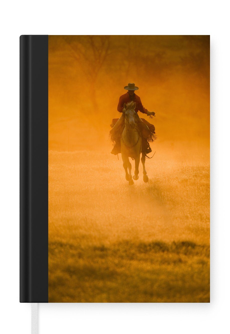 MuchoWow Notizbuch Ein Cowboy im roten Nebel, Journal, Merkzettel, Tagebuch, Notizheft, A5, 98 Seiten, Haushaltsbuch