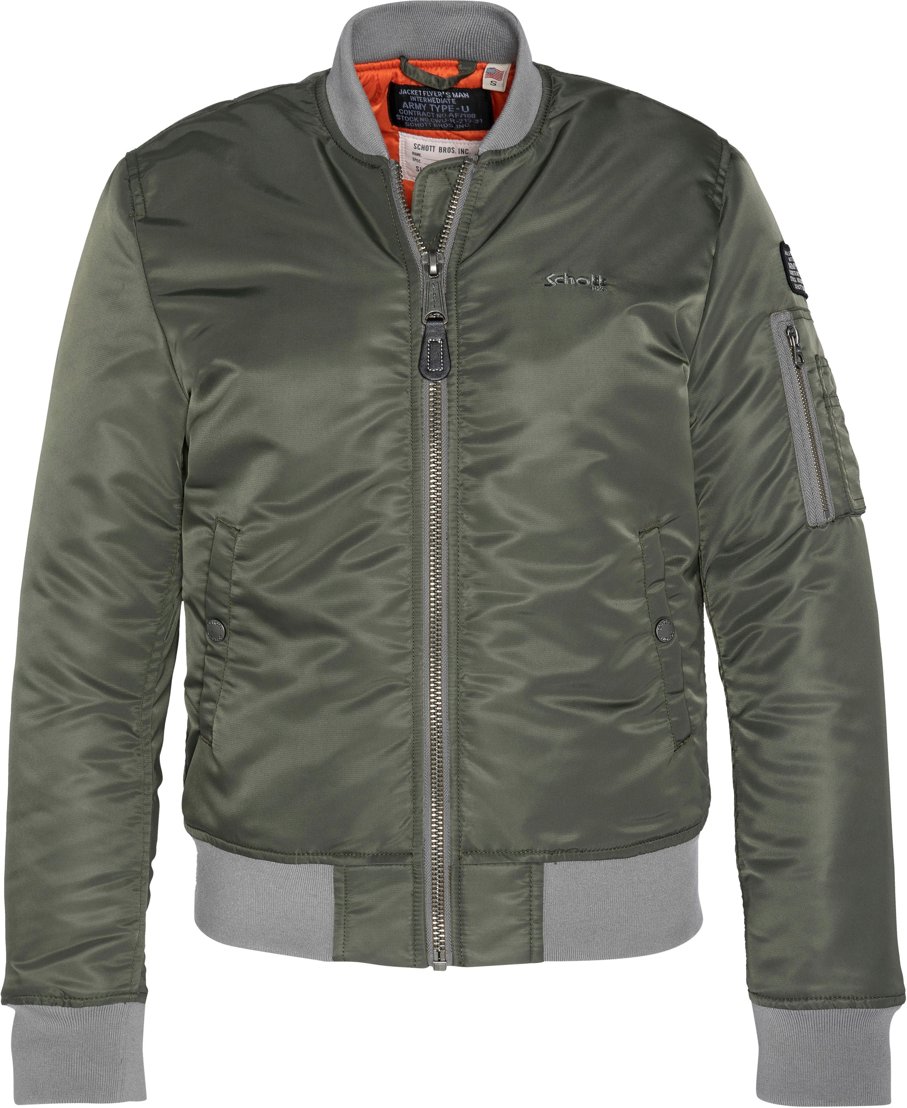 Bomberjacke sage Schott Armtaschen NYC khaki mit zusätzlichen