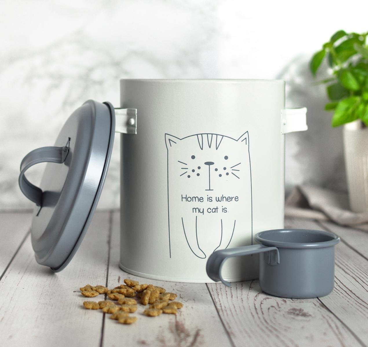 Sendez Katzen-Futterspender Trockenfutterdose mit Deckel Löffel günstig online kaufen