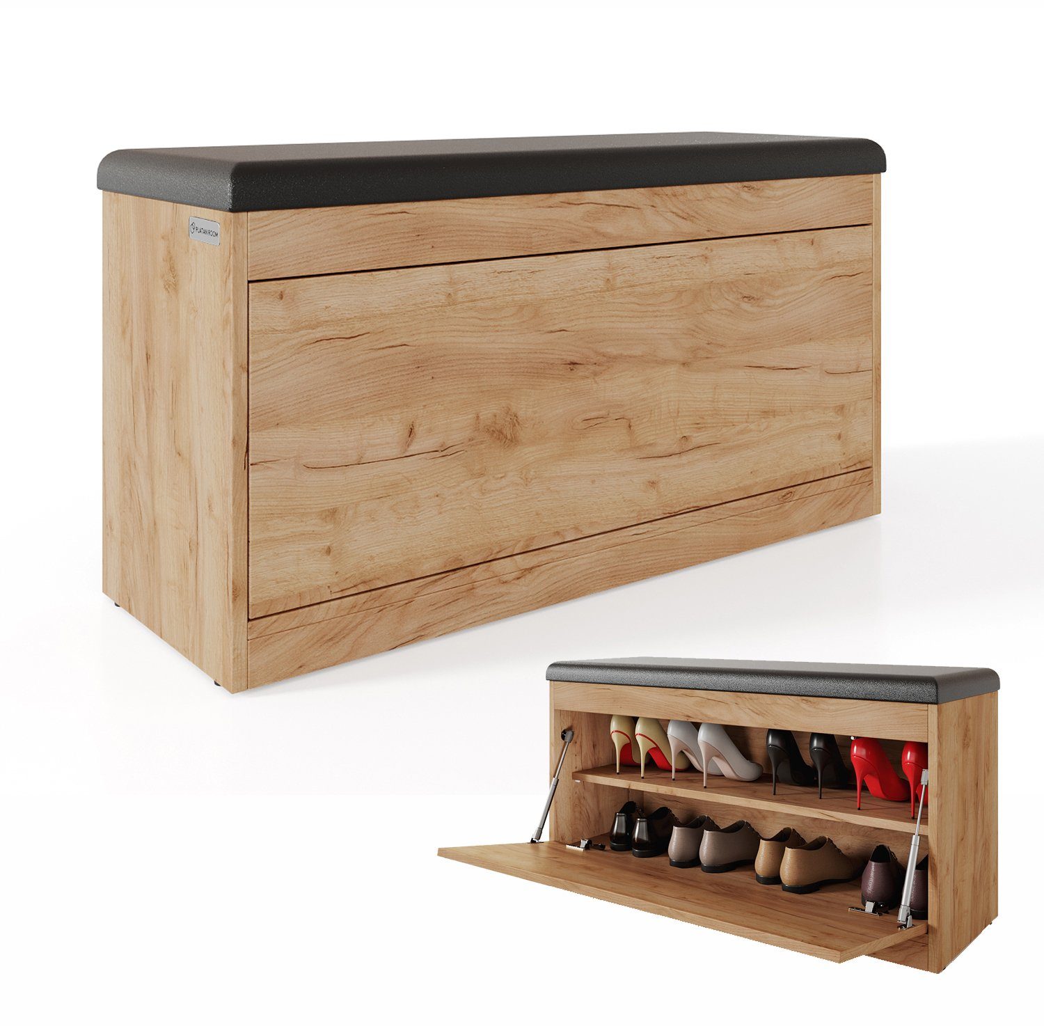 Platan Room Schuhschrank Schuhregal mit Sitzkissen, günstig online kaufen