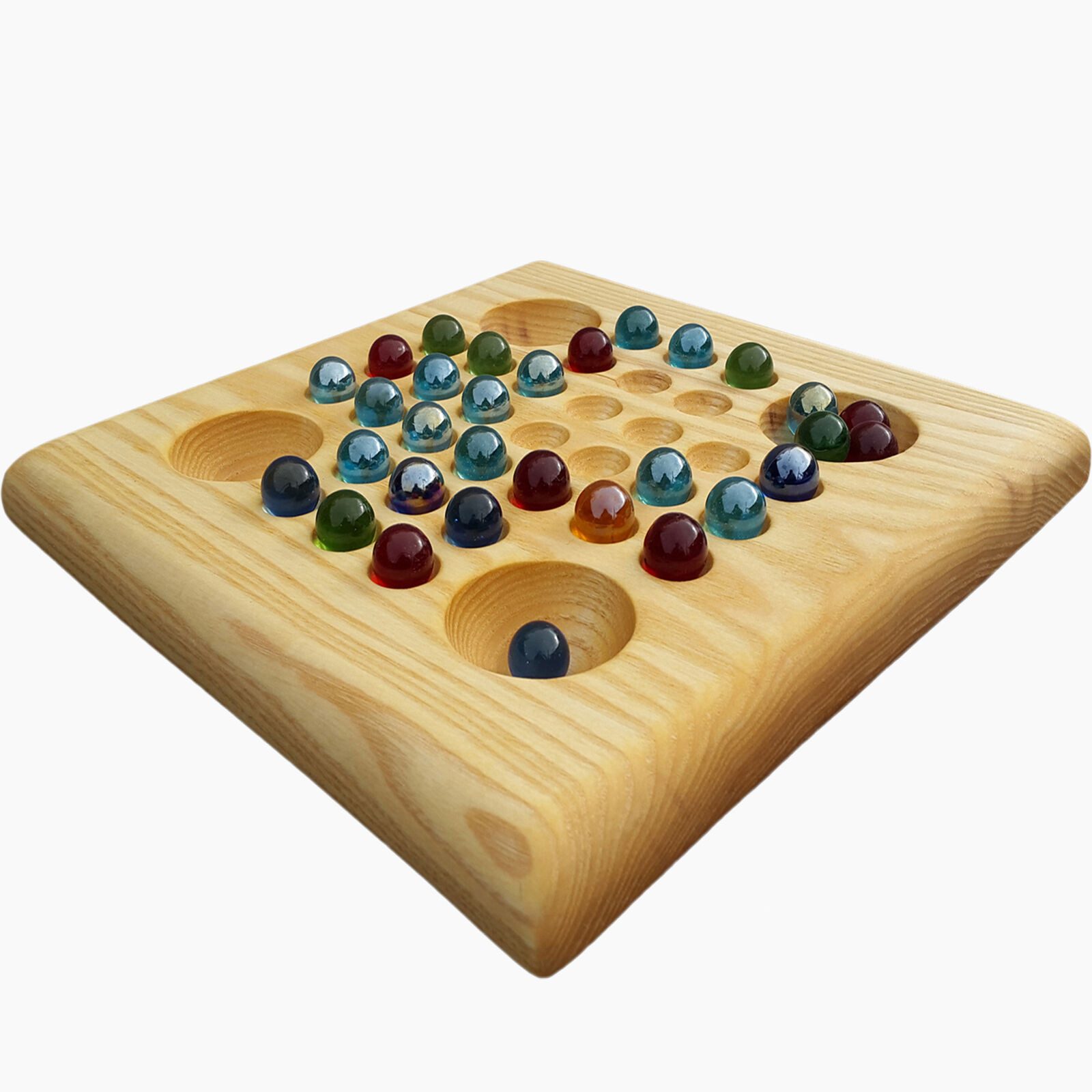 Madera Spielzeuge Spielesammlung Solitär Esche, Familienspiel, bringt die „Grauen Zellen“ auf Trab.
