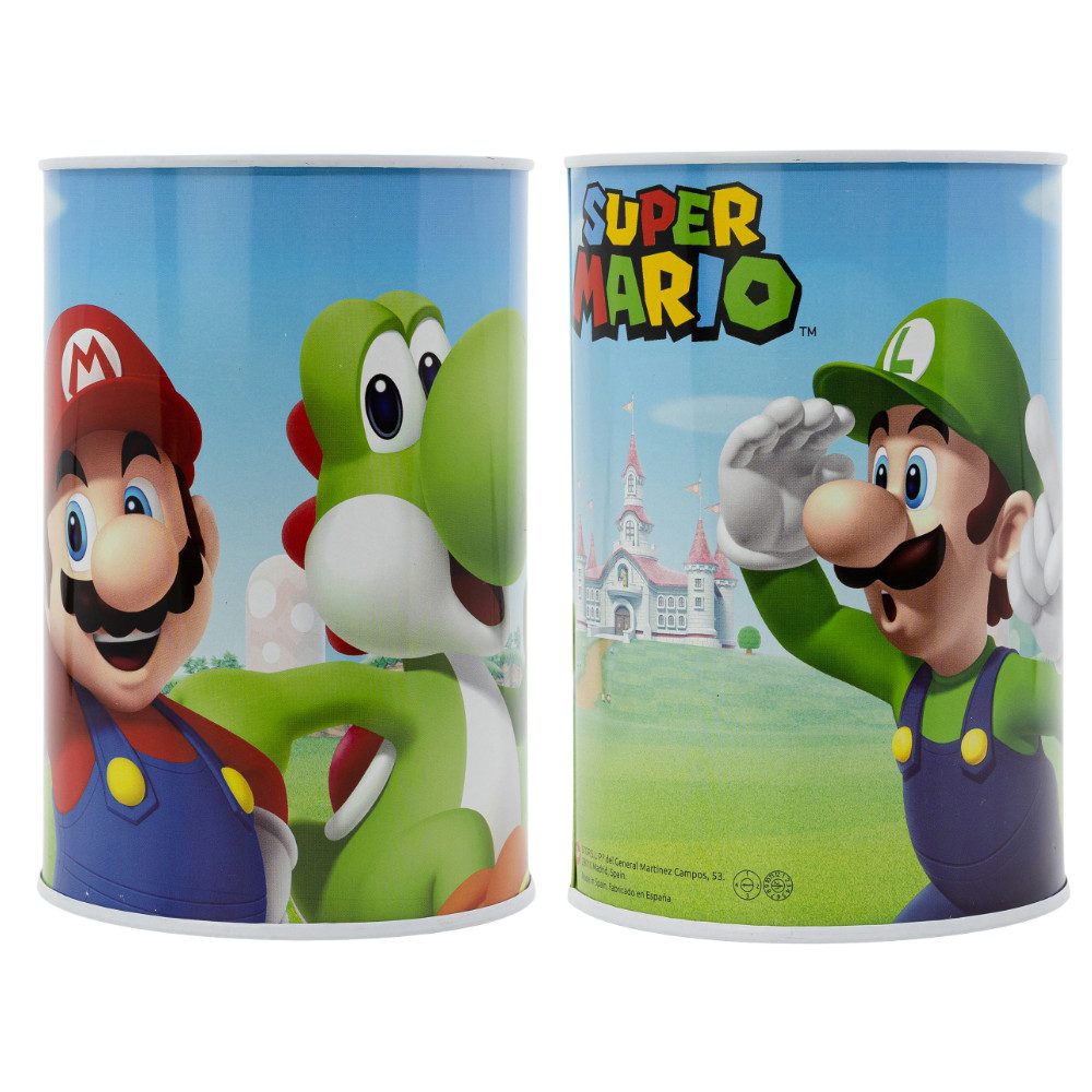 Super Mario Spardose Super Mario Luigi Yoshi Kinder XL Spardose aus Weißblech 1000 ml