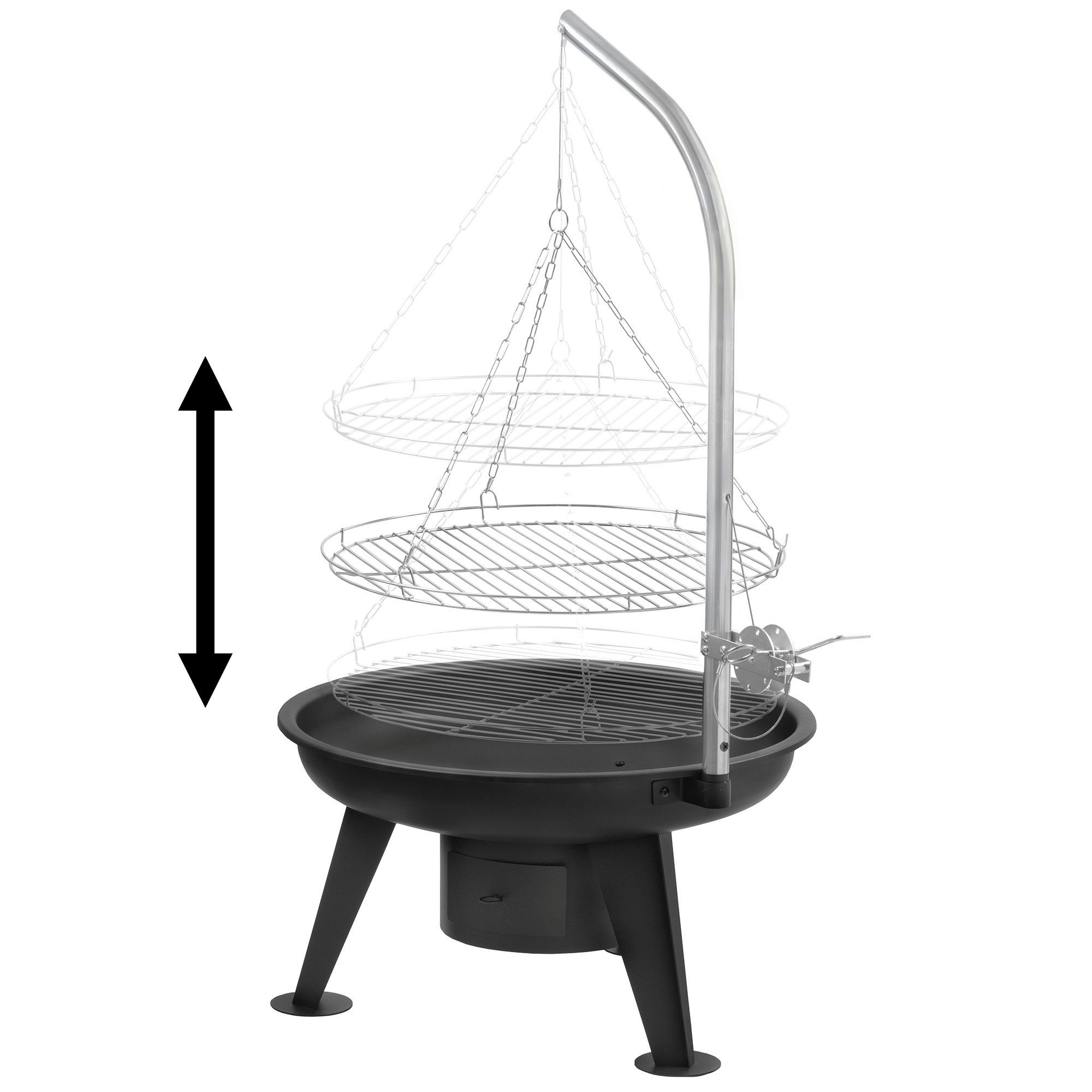 BBQ-Toro Holzkohlegrill Schwenkgrill mit Grillrost Ø 64 cm, Holzkohlegrill, Feuerschale – Bild 4 von 5