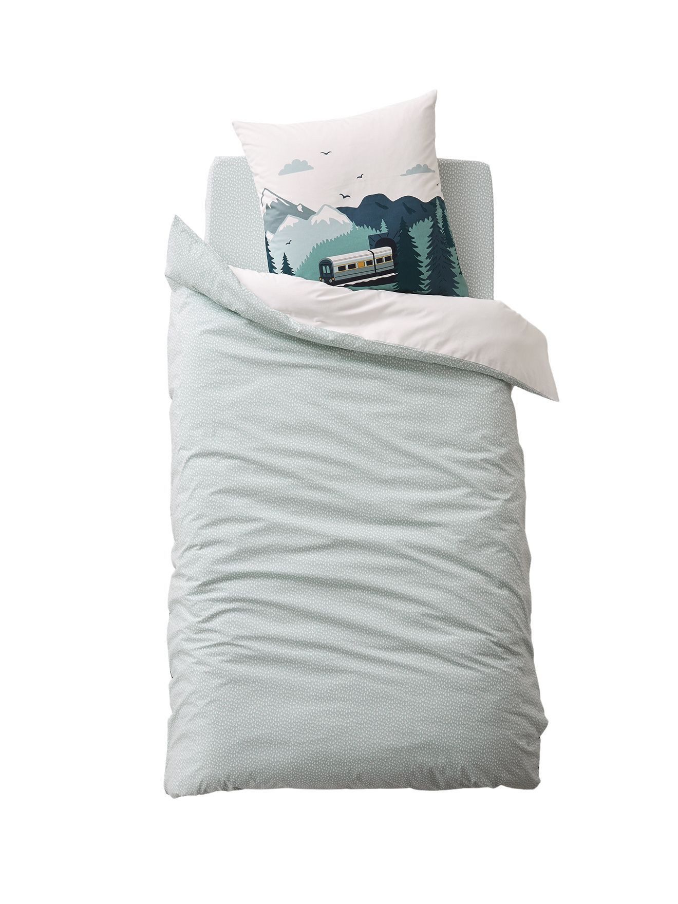 vertbaudet Bettbezug Kinder Bettwäsche-Set AUF SCHIENEN günstig online kaufen