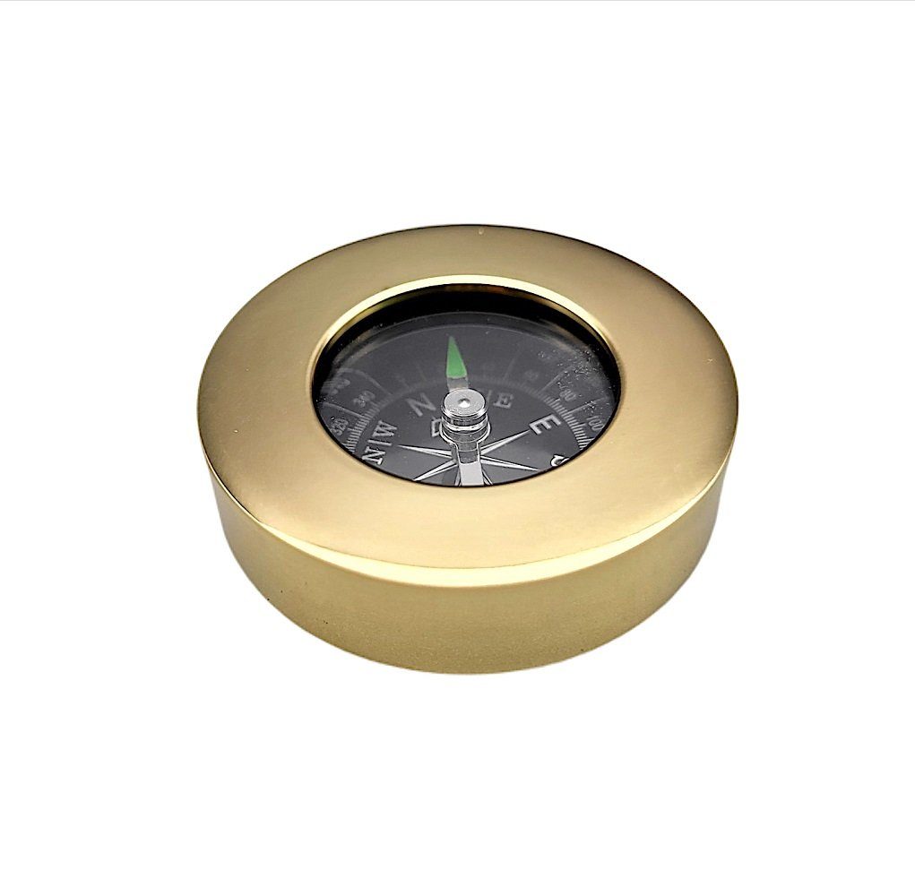 Linoows Dekoobjekt »Kompass maritimer Tischkompass als Briefbeschwerer«, kleiner Nadel Kompass im poliertem Messinggehäuse