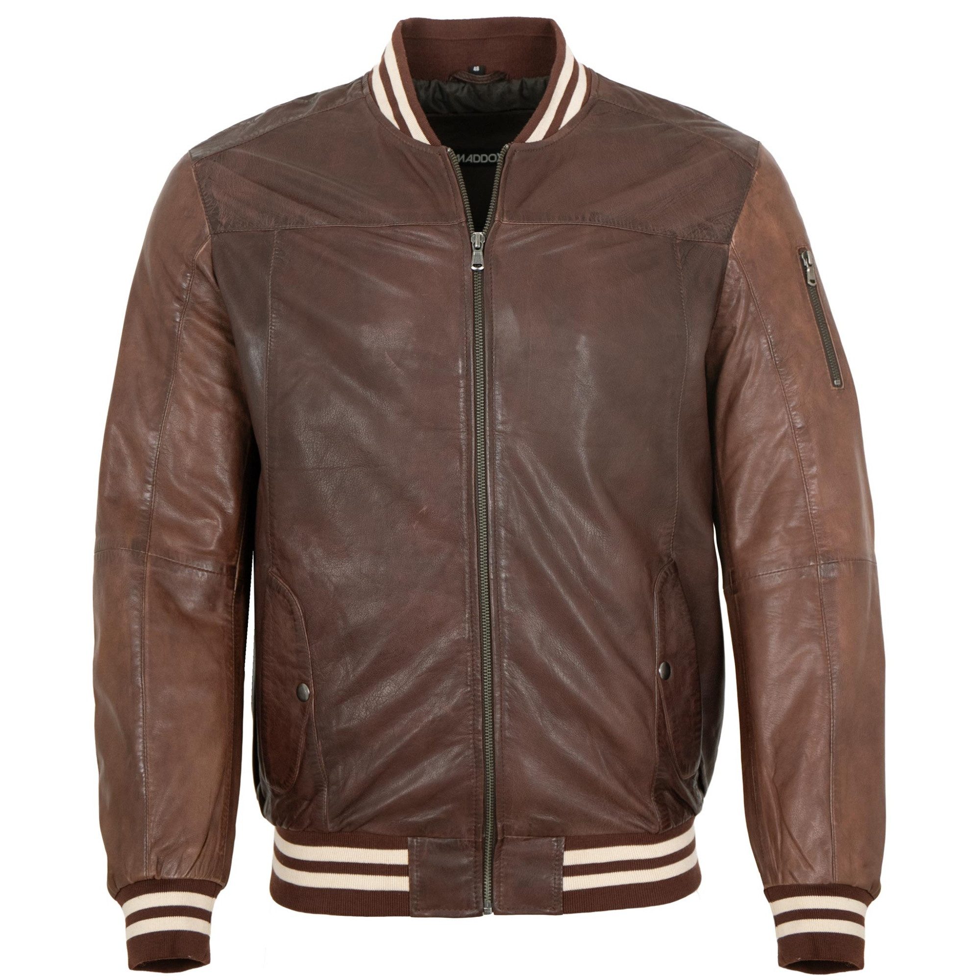 Maddox Lederjacke HJM-89 Collage MADDOX - Herren Lederjacke Blouson Lammnappa dunkelbraun