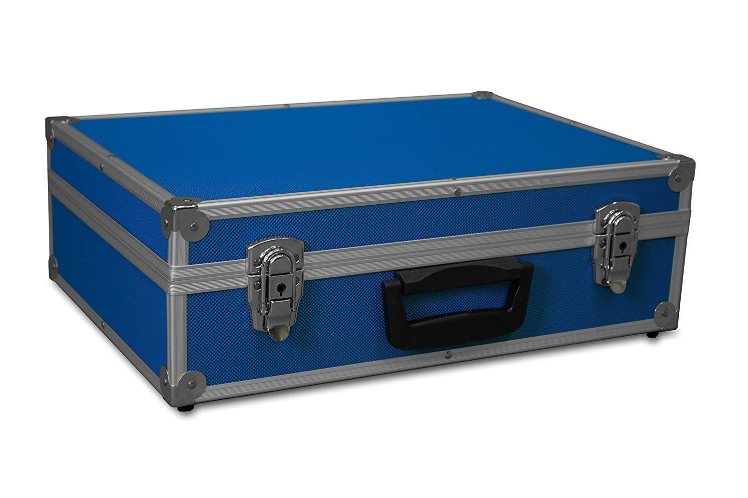 GORANDO Werkzeugkoffer Transportkoffer blau Aluminiumrahmen 44x30x13cm Alukoffer Würfelschaum (1 St)