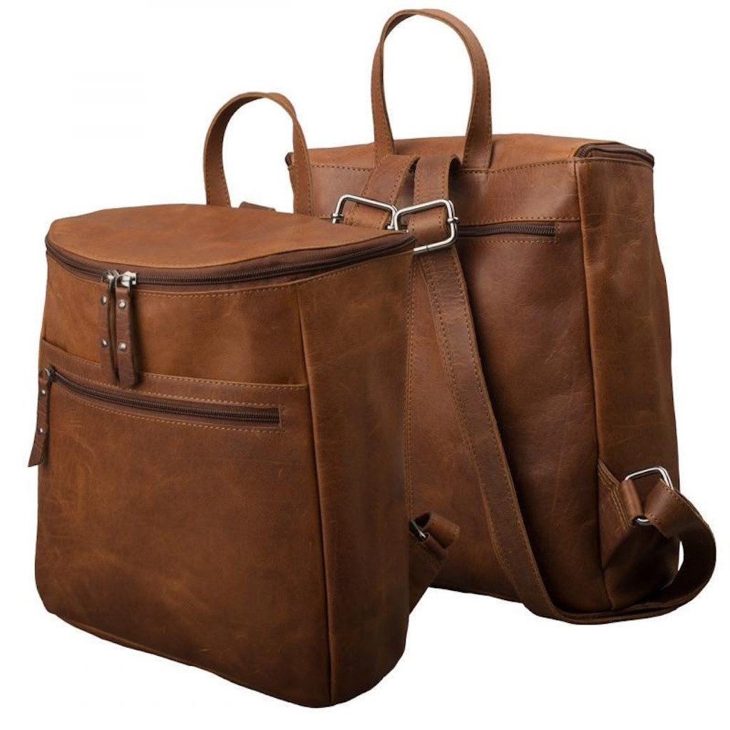 MF Rucksack Rucksack Urban Nomad Büffel Leder Braun Vintage 30cm (1-tlg)