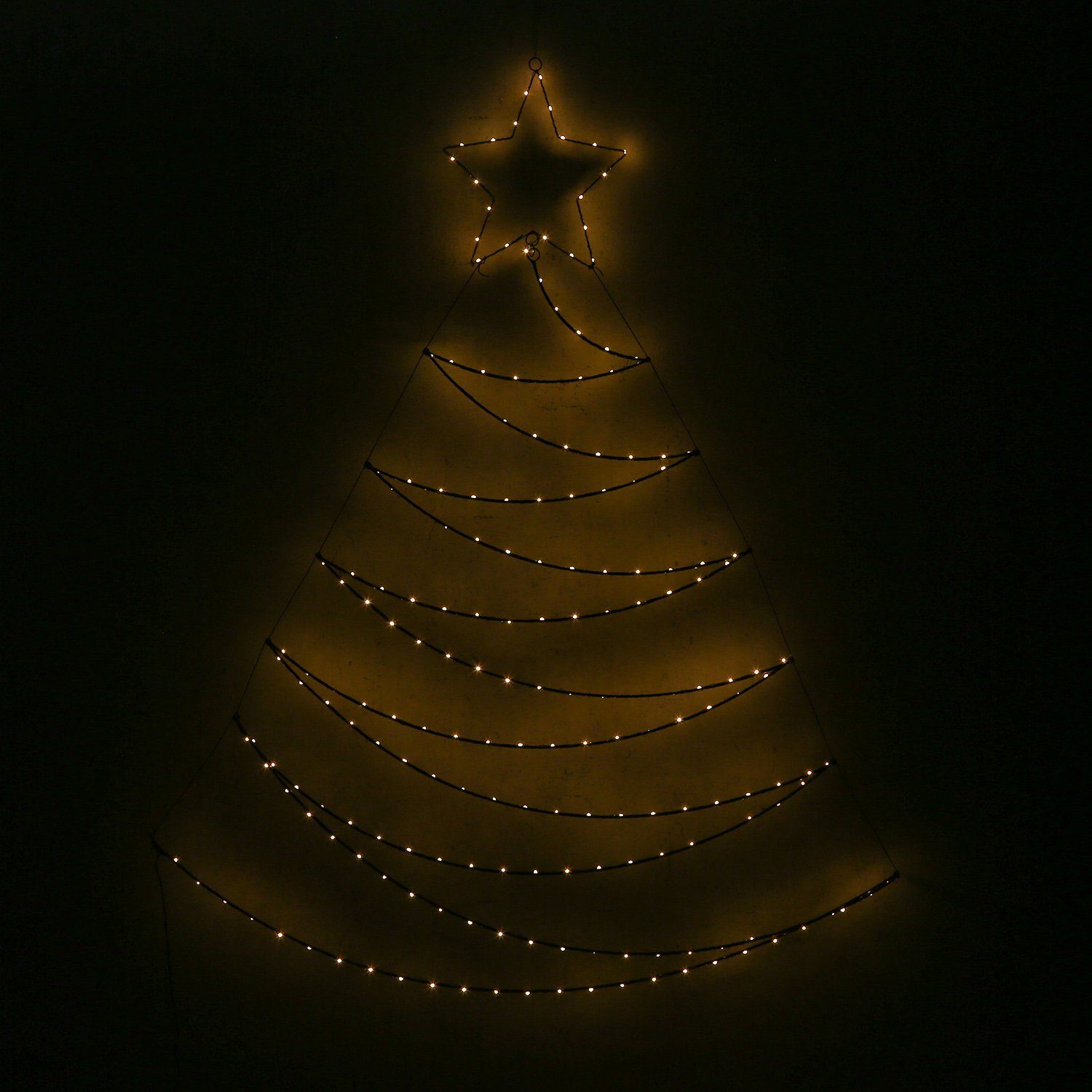 MARELIDA LED Baum LED Tannenbaum 1,5m bernstein Classic, 2100K) beleuchtet ultra-warmweiß (1800K bis Weihnachten / Metallbaum Wanddeko Außen, LED
