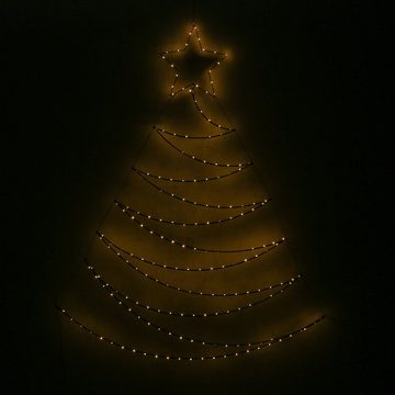 MARELIDA LED Baum LED Tannenbaum Metallbaum beleuchtet Wanddeko Weihnachten 1,5m Außen, LED Classic, ultra-warmweiß / bernstein (1800K bis 2100K)