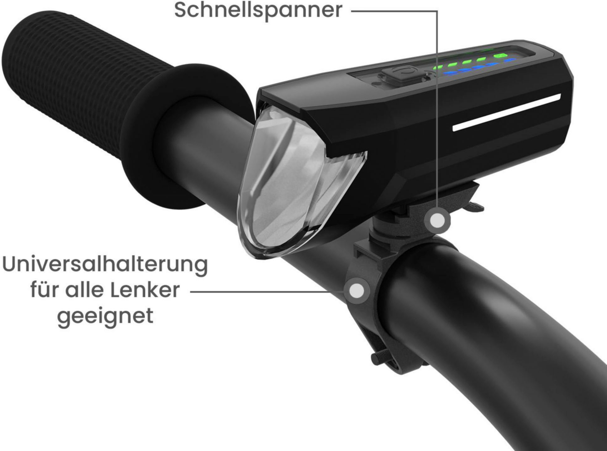 FISCHER Fahrrad Fahrrad-Frontlicht LED-Akku Frontlicht 110 Lux