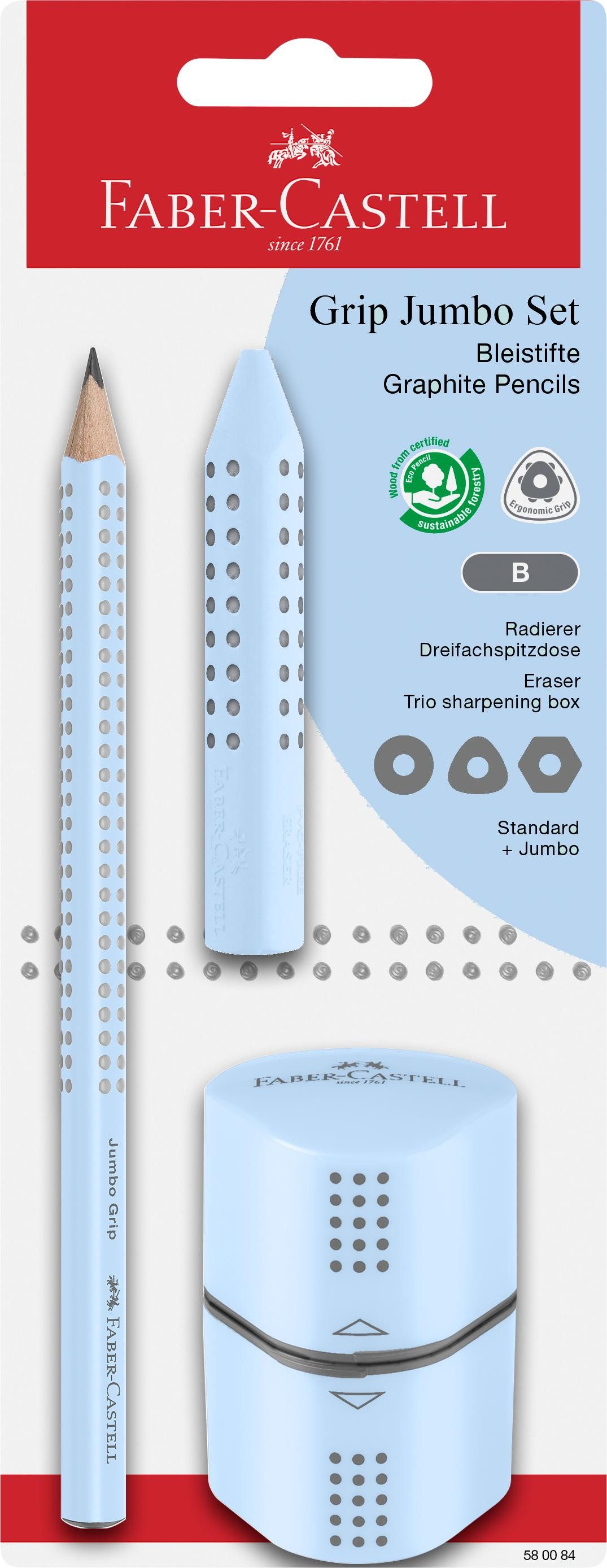 Faber-Castell Bleistift Faber Castell Bleistift Grip Jumbo B sky blue Rad+Spitzer