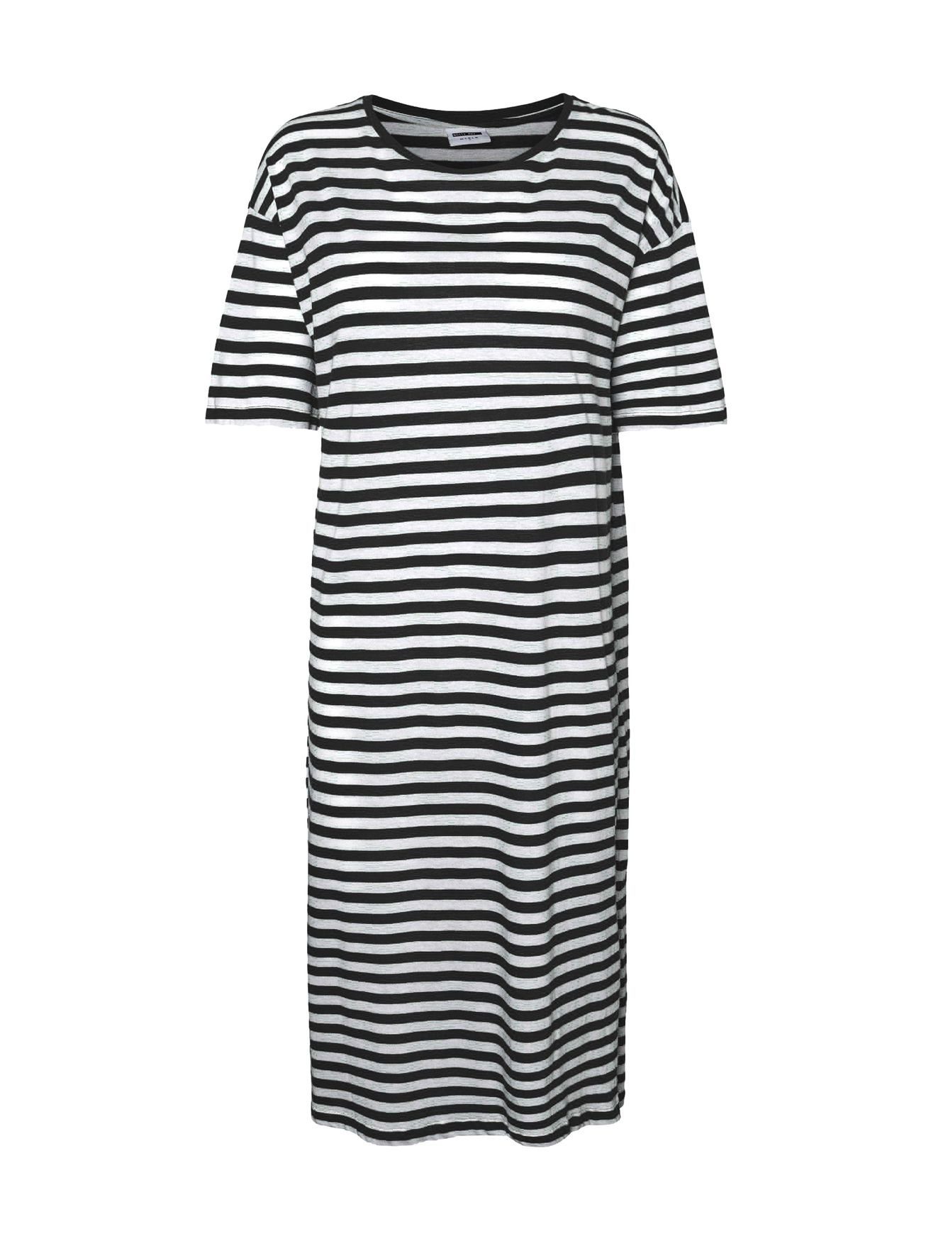 Sommer Shirtkleid Fit Dress (lang) 5391 Regular Noisy Kurzarm may Rundhals in weiß/schwarz Kleid
