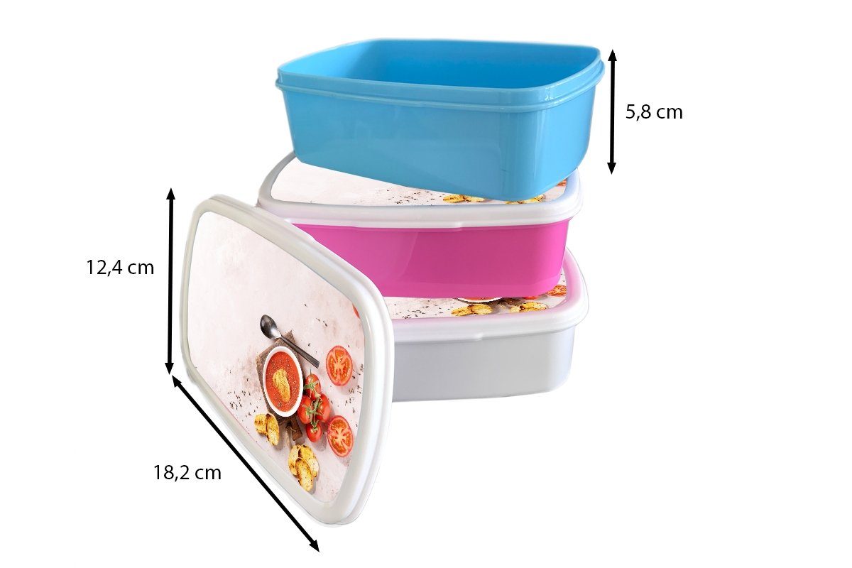 Brotdose Brotbox Kinder, Tomate - Kräuter, (2-tlg), Snackbox, Suppe - MuchoWow für - Kunststoff Lunchbox Erwachsene, Küche Kunststoff, rosa Mädchen,