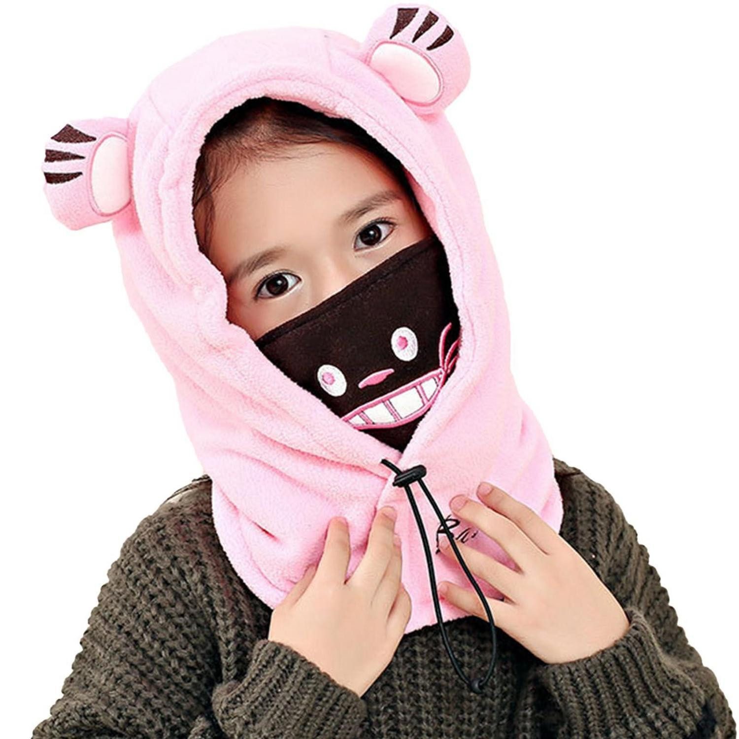 LuxusKollektion Strickschal Kinder Wintermütze & Schal Set, Warm & Weich, Hell-Pink, (1-St)