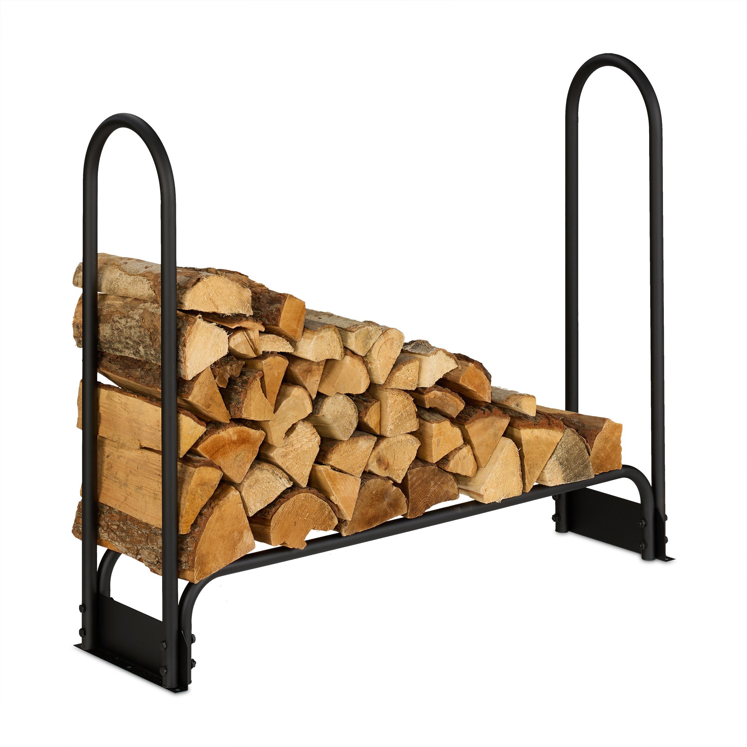 relaxdays Kaminholzregal aus Metall 110 cm, BxTxH:110x29x90 cm