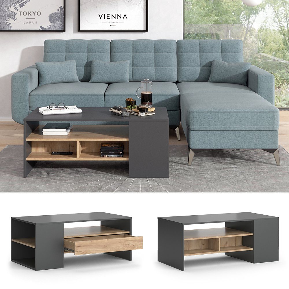 Vicco Couchtisch Fabien, Goldkraft Eiche/Anthrazit, 110 x 60 cm günstig online kaufen